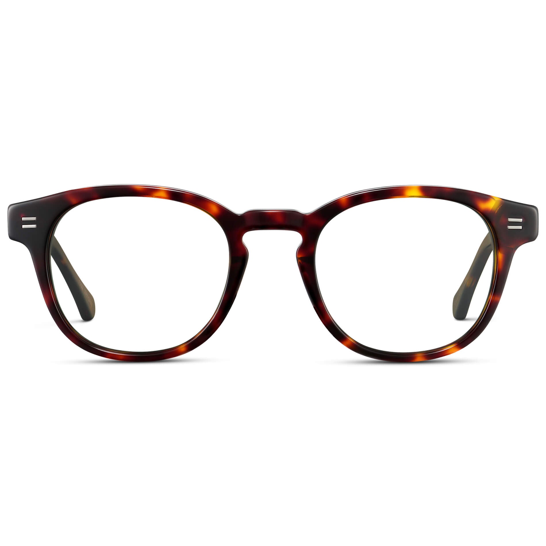 Amber Tortoise || Men's Retro-Inspired Round Prescription Eyeglasses with Brown Tortoise Acetate Frame and Clear Prescription Lenses