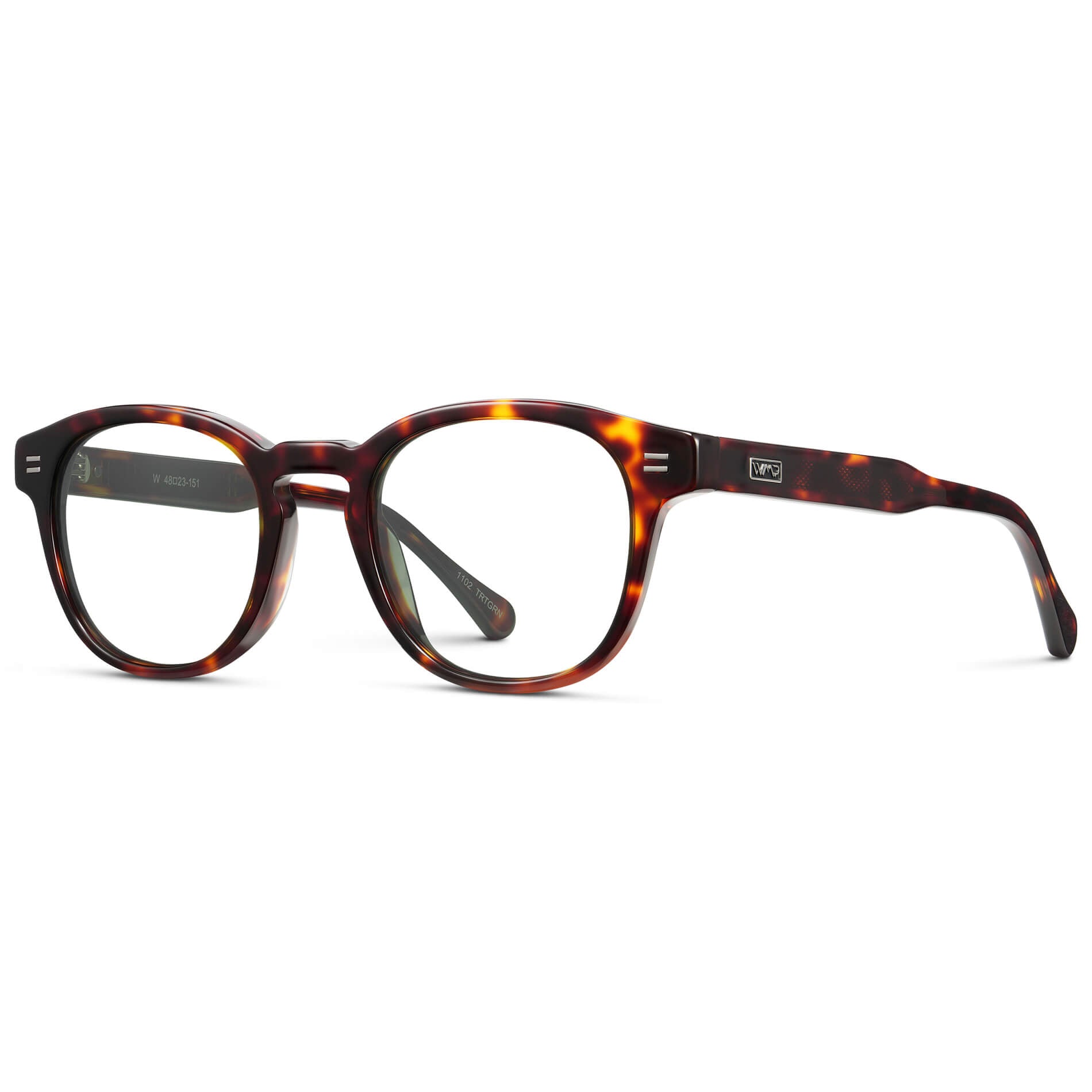 Amber Tortoise || Men's Retro-Inspired Round Prescription Eyeglasses with Brown Tortoise Acetate Frame and Clear Prescription Lenses