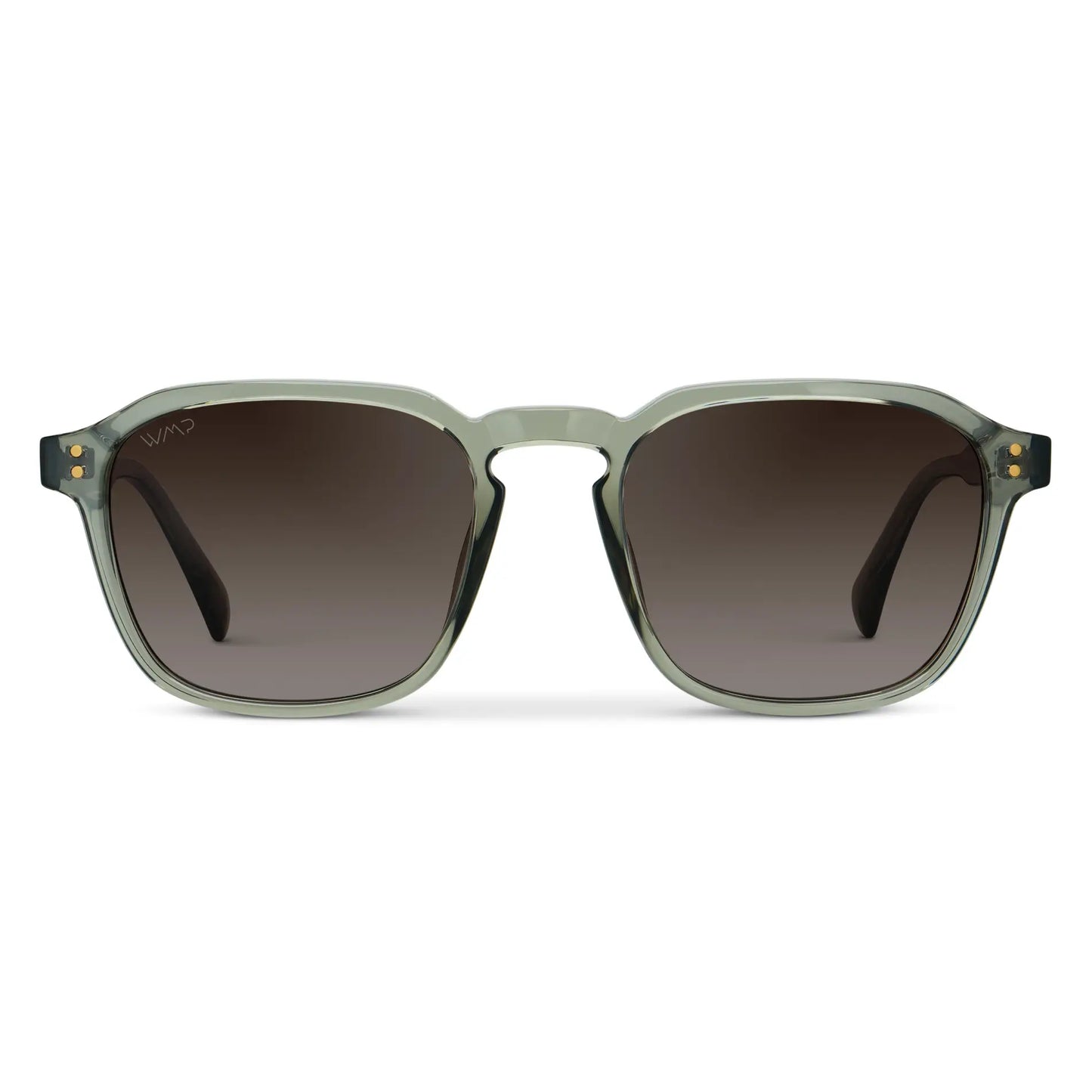 Sage Green / Brown Gradient Lens || Men's Sage Green Geometric Square Frame Sunglasses with Brown Gradient Polarized Lenses