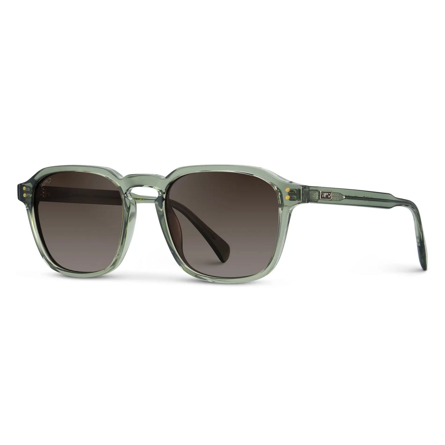 Sage Green / Brown Gradient Lens || Men's Sage Green Geometric Square Frame Sunglasses with Brown Gradient Polarized Lenses