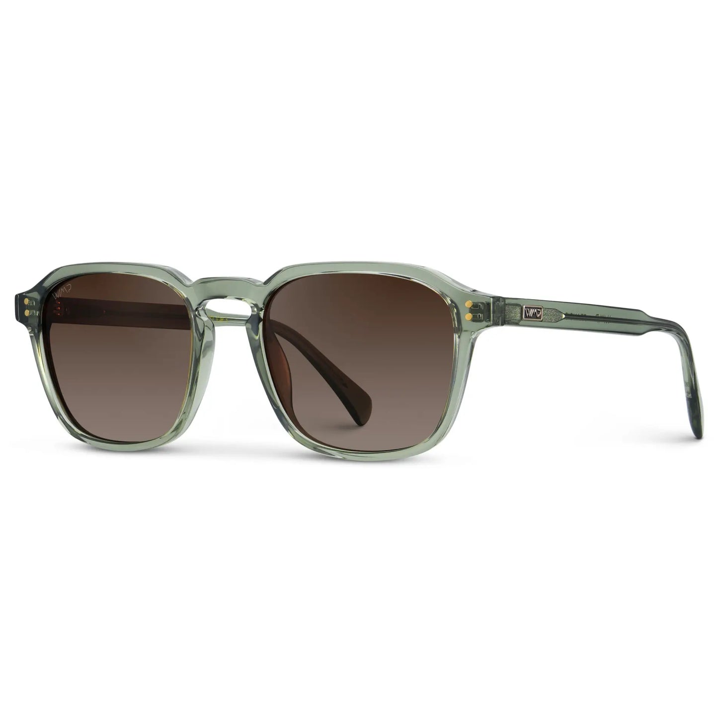 Sage Green / Brown Gradient Lens || Men's Sage Green Geometric Square Frame Sunglasses with Brown Gradient Polarized Lenses