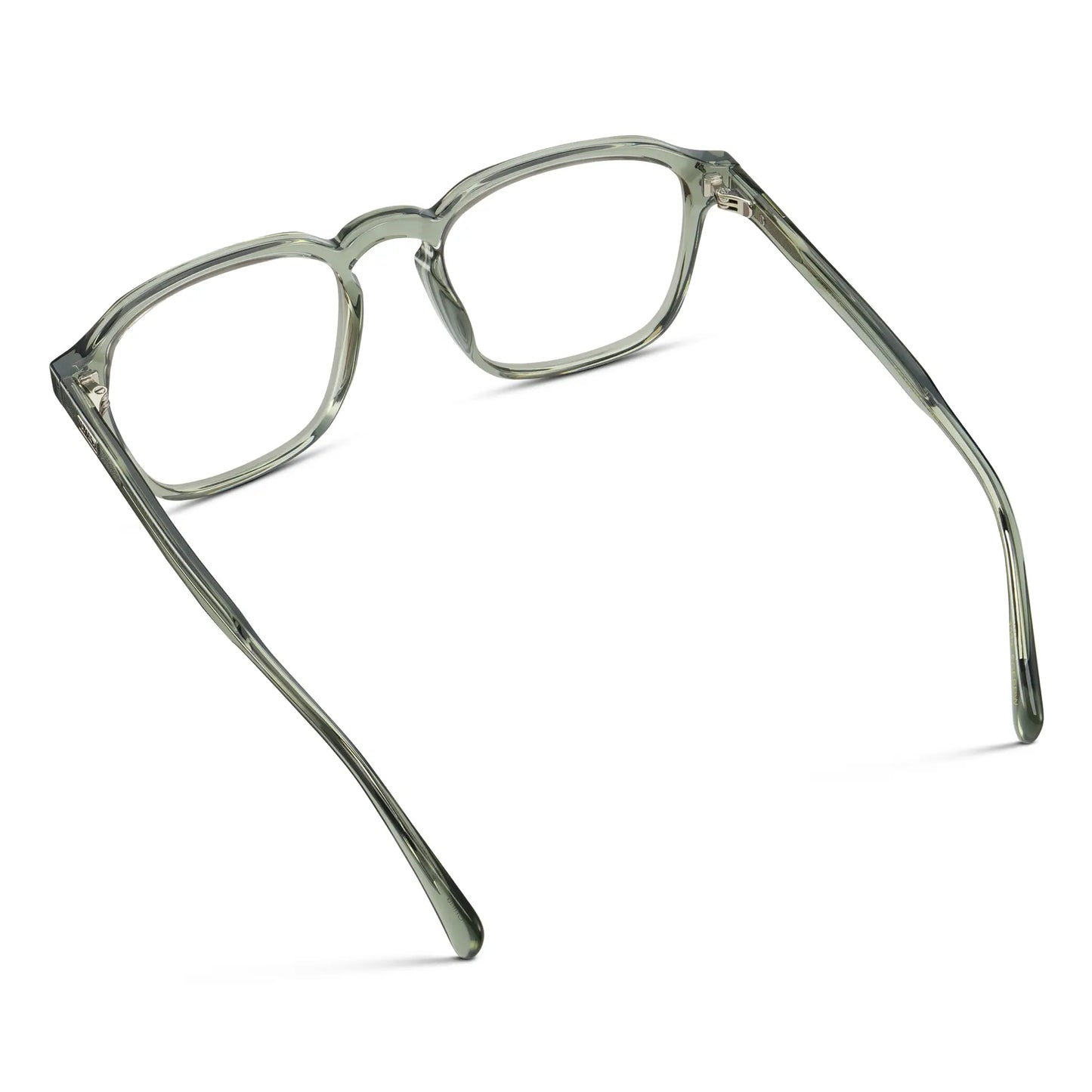 Sage Green || Back view of Men's Square Prescription Sunglasses with Sage Green Frame and Clear Lenses on a white background