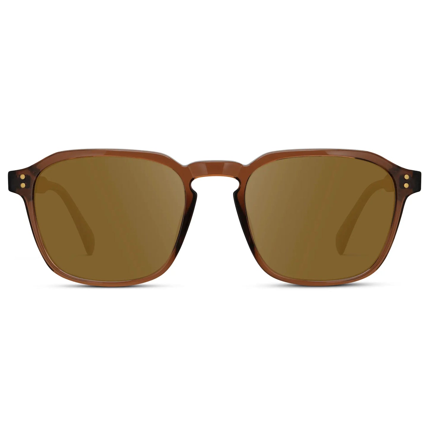 Terracotta Brown / Amber || Men's Square Prescription Sunglasses with Terracotta Brown Frame and Brown Lens