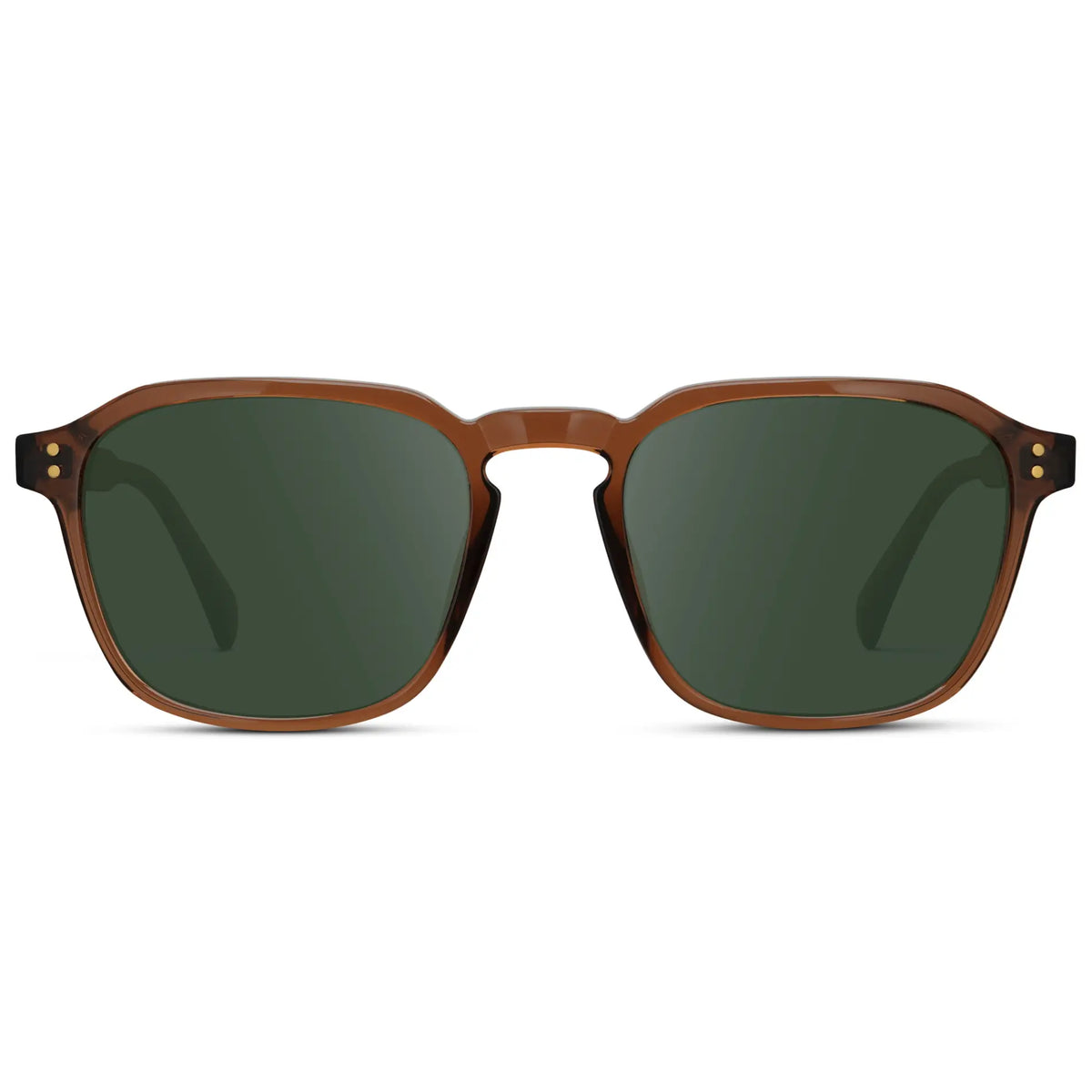 Terracotta Brown / G15 || Men's Square Prescription Sunglasses with Terracotta Brown Frame and Green Lens
