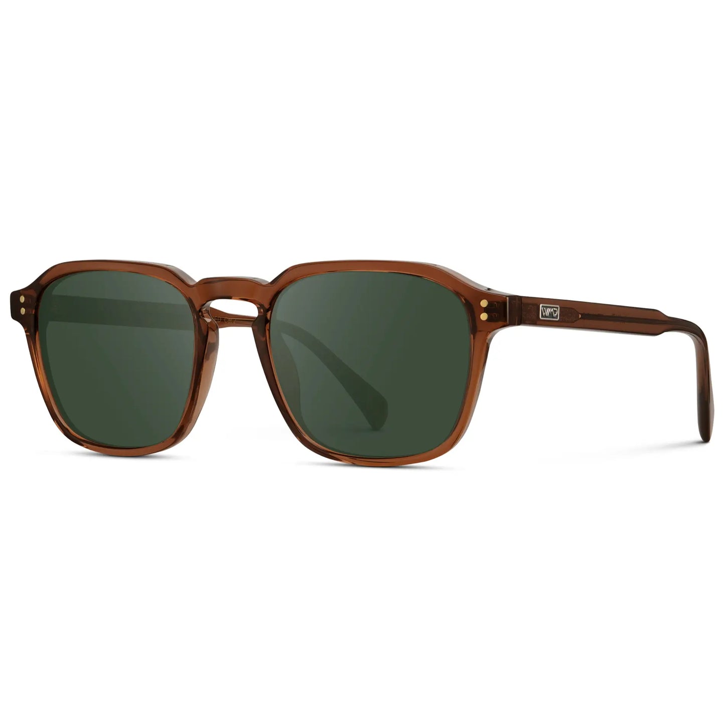 Terracotta Brown / G15 || Men's Square Prescription Sunglasses with Terracotta Brown Frame and Green Lens