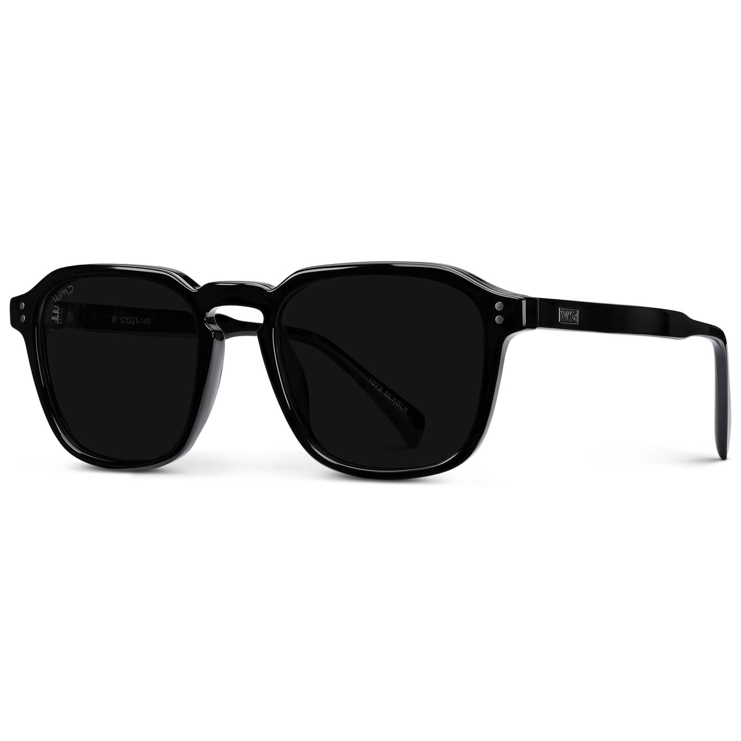 Black / Triple Black Lens || Black Square Frame Sunglasses with Triple Black Polarized Lenses