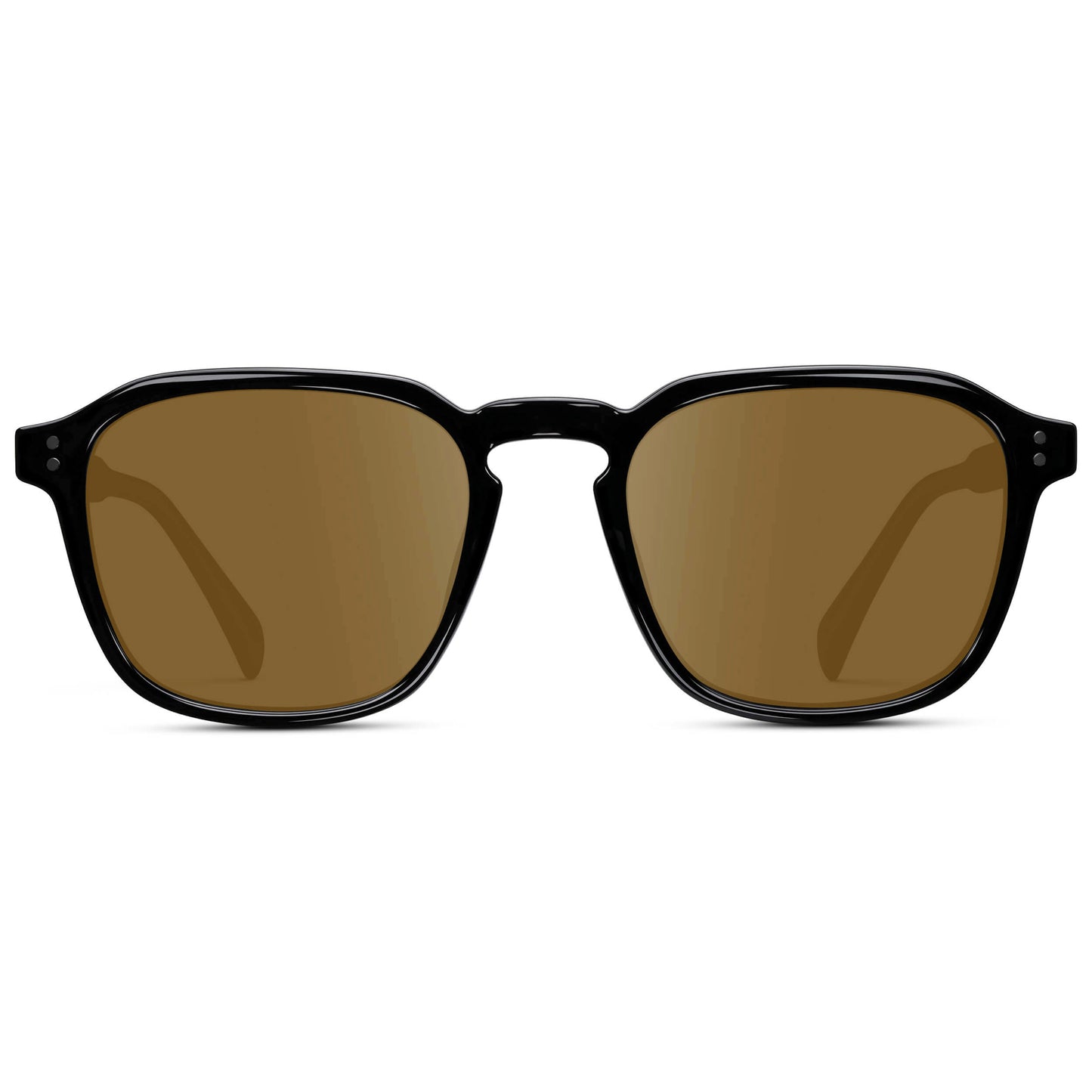 Black / Amber Lens || Black Square Frame with Amber Prescription Sunglass Lenses