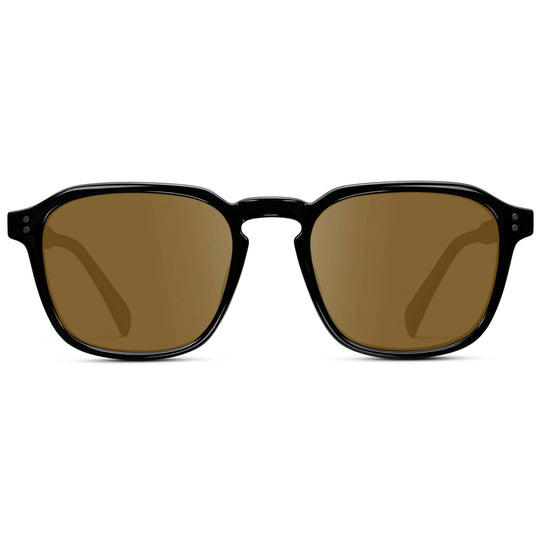 Black / Amber Lens || Black Square Frame with Amber Prescription Sunglass Lenses