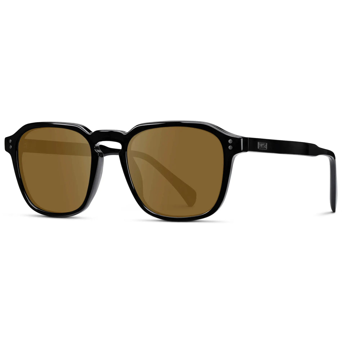 Black / Amber || Men's Square Prescription Sunglasses with Black Frame and Brown Lens