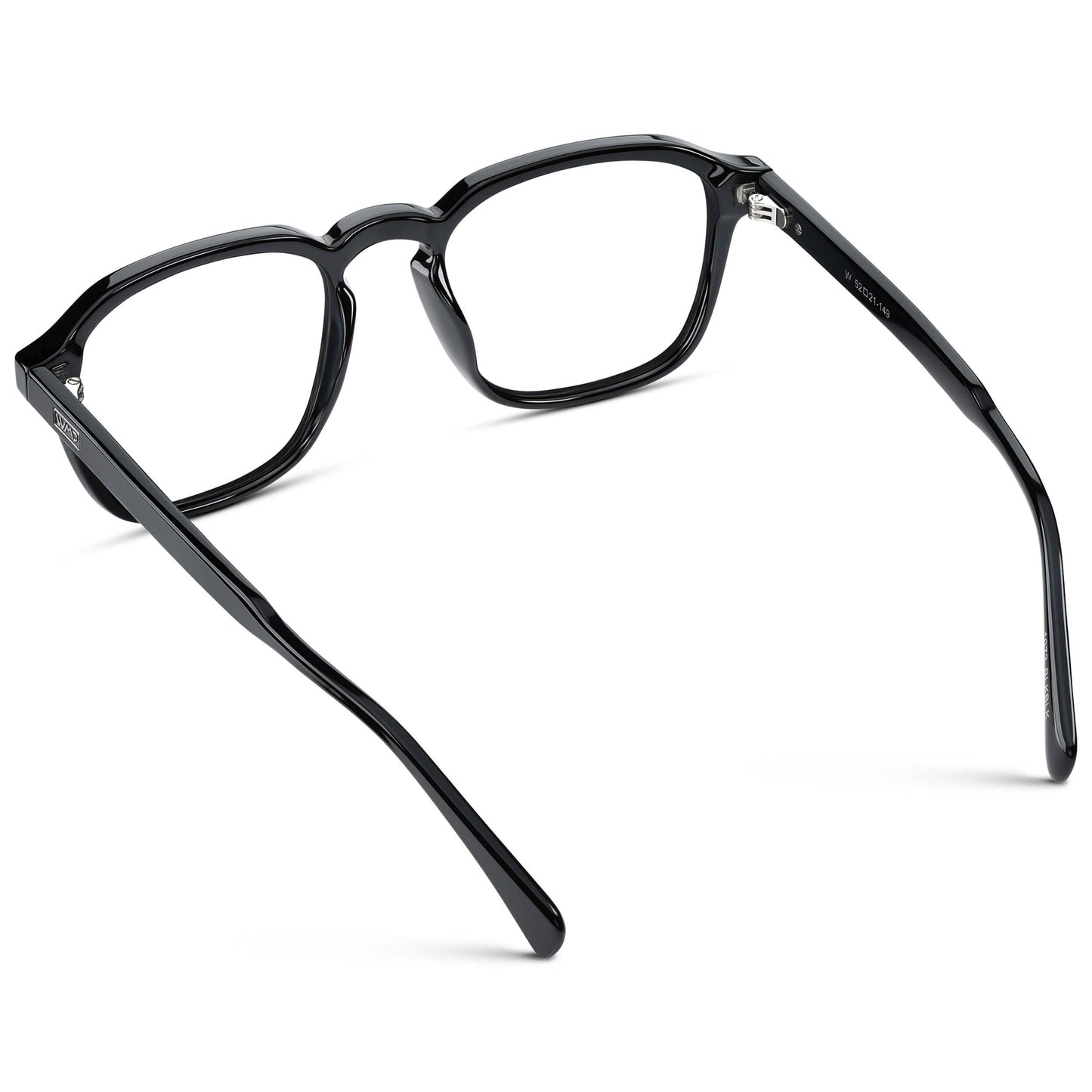 Black || Black Square Frame with Clear Prescription Lenses