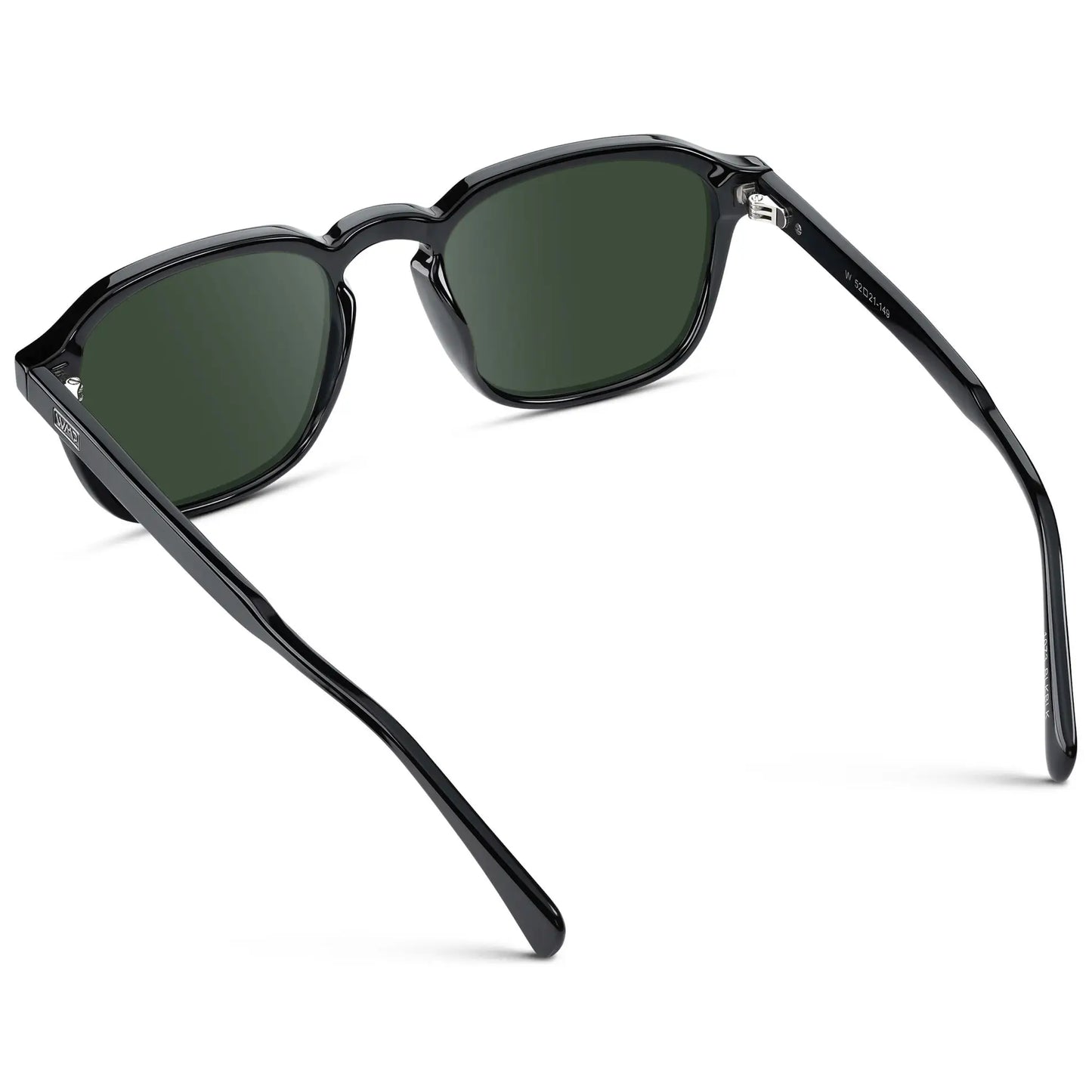Black / G15 || Men's Square Prescription Sunglasses with Black Frame and Green Lens