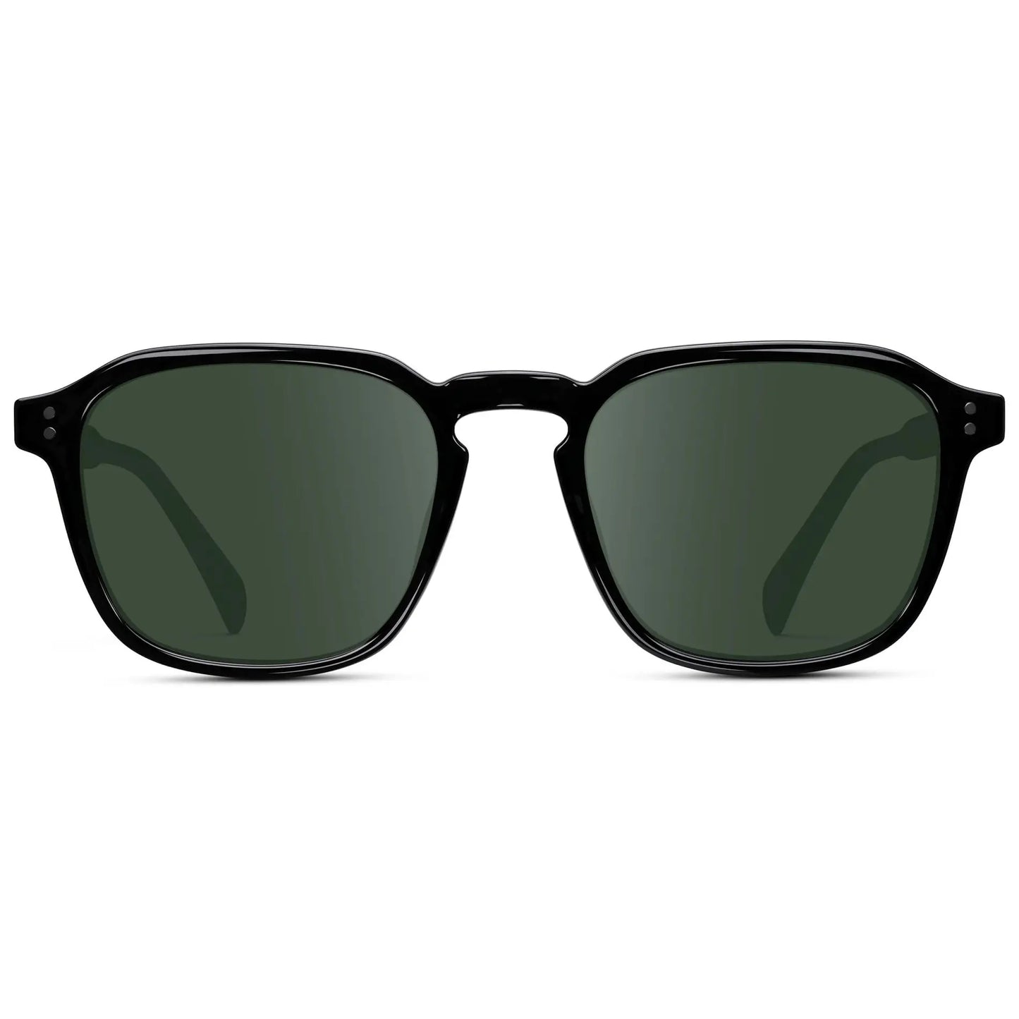 Black / G15 || Men's Square Prescription Sunglasses with Black Frame and Green Lens