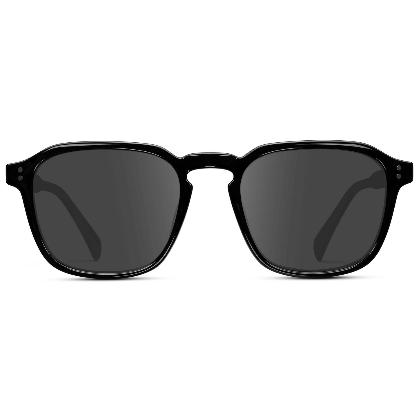Black / Grey Lens || Black Square Frame with Grey Prescription Sunglass Lenses