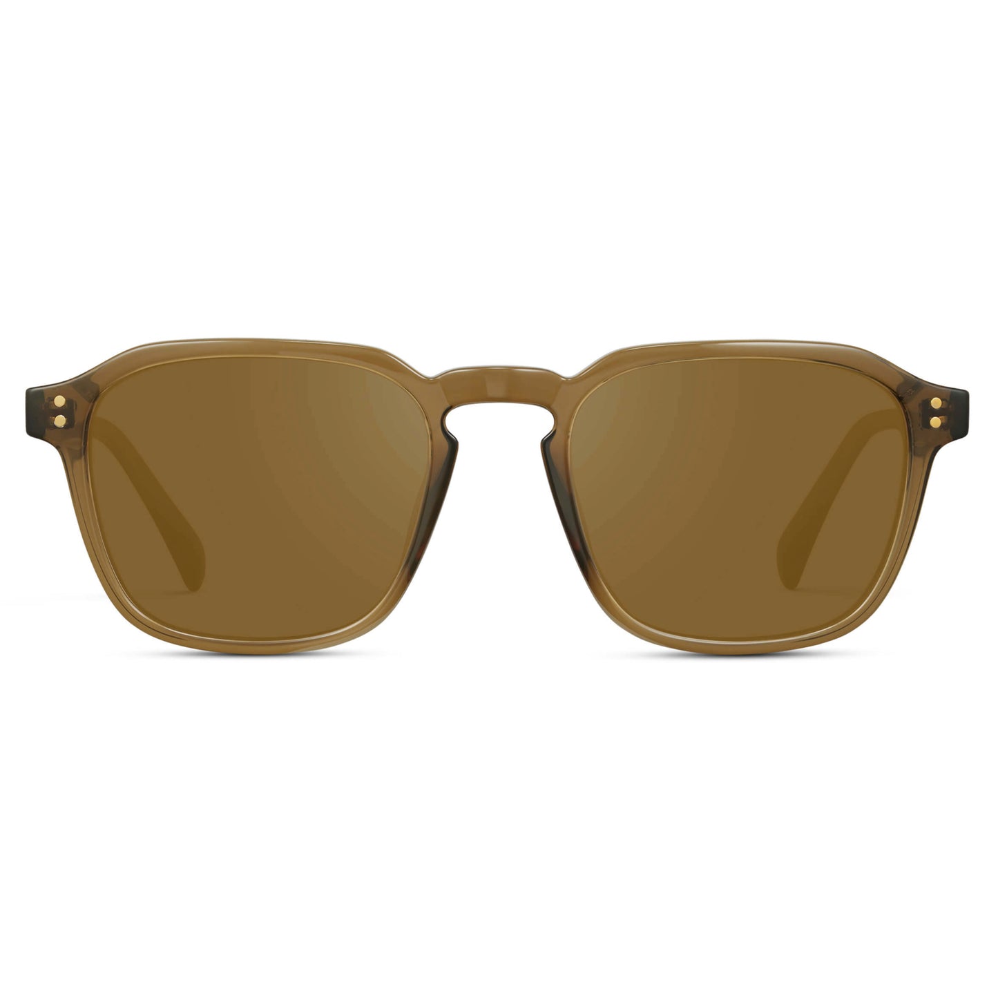 Crystal Verde / Amber Lens || Dark Green Square Frame with Brown Prescription Sunglass Lenses