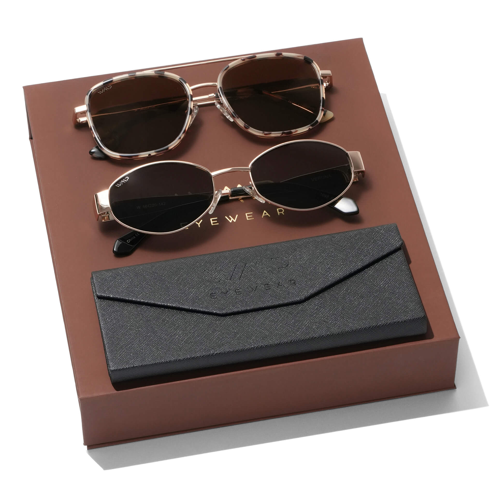 GIA AND VERONA || Sunglasses Gift Kit for Women including Best Selling styles Gia in Beige Tortoise and Verona in Gold with Black lens