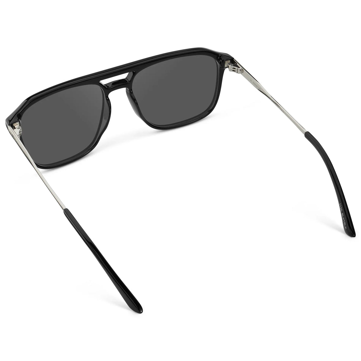 Black / Grey || Back view of Men's Double Bridge Aviator Prescription Sunglasses with Black Frame and Grey Lens on a white background