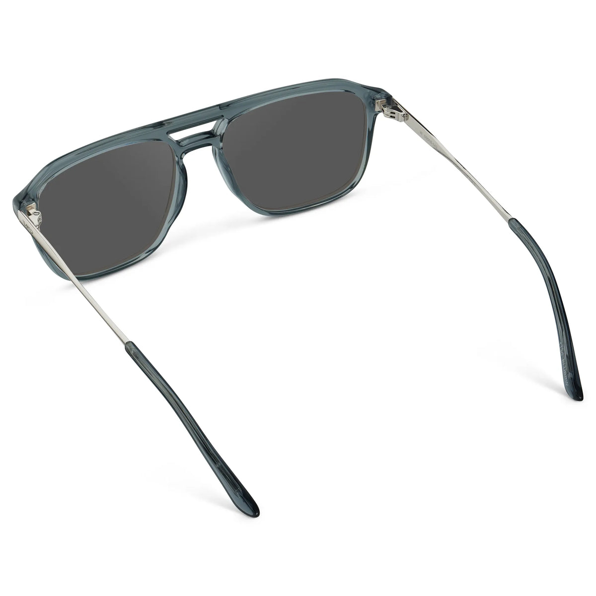 Stone Blue / Grey || Back view of Men's Double Bridge Aviator Prescription Sunglasses with Stone Blue Frame and Grey Lens on a white background
