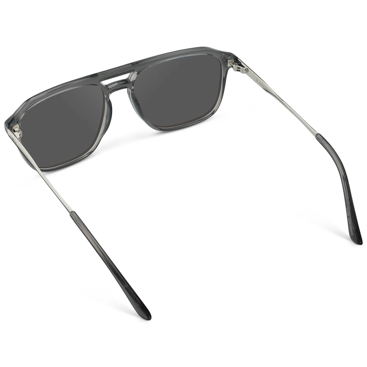 Smoke Grey / Grey || Back view of Men's Double Bridge Aviator Prescription Sunglasses with Smoke Grey Frame and Grey Lens on a white background