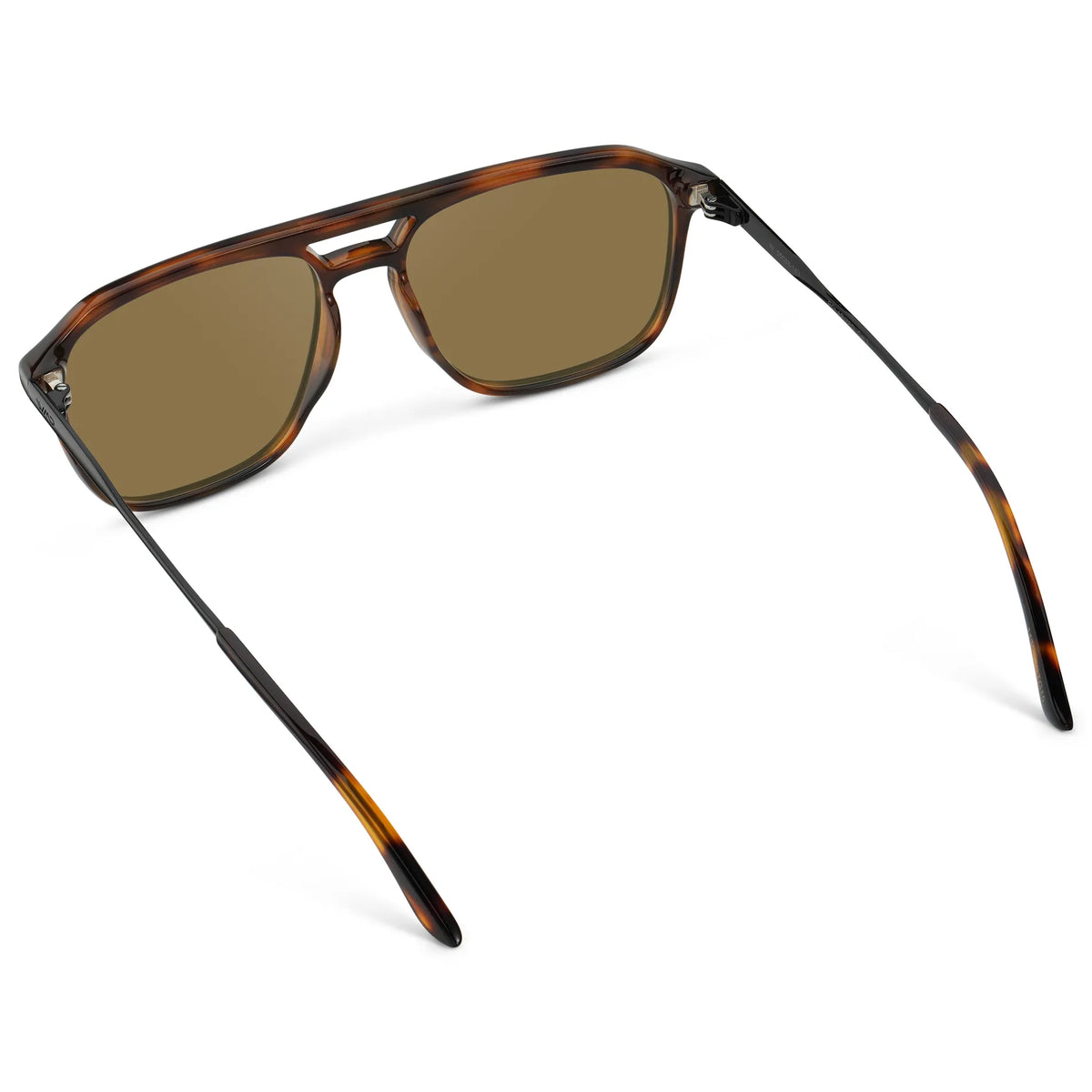 Brown Tortoise / Amber || Back view of Men's Double Bridge Aviator Prescription Sunglasses with Brown Tortoise Frame and Brown Lens on a white background