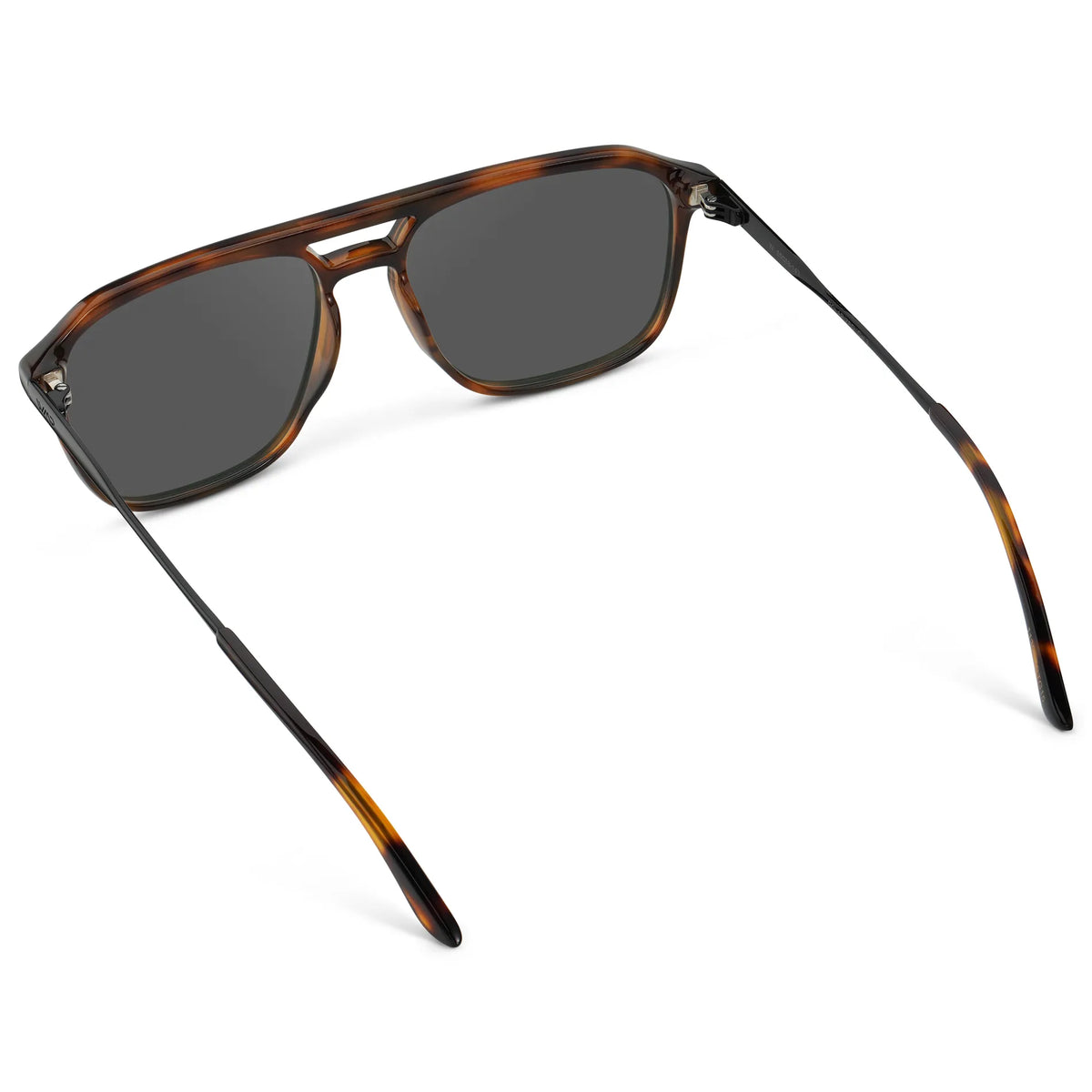 Brown Tortoise / Grey || Back view of Men's Double Bridge Aviator Prescription Sunglasses with Brown Tortoise Frame and Grey Lens on a white background