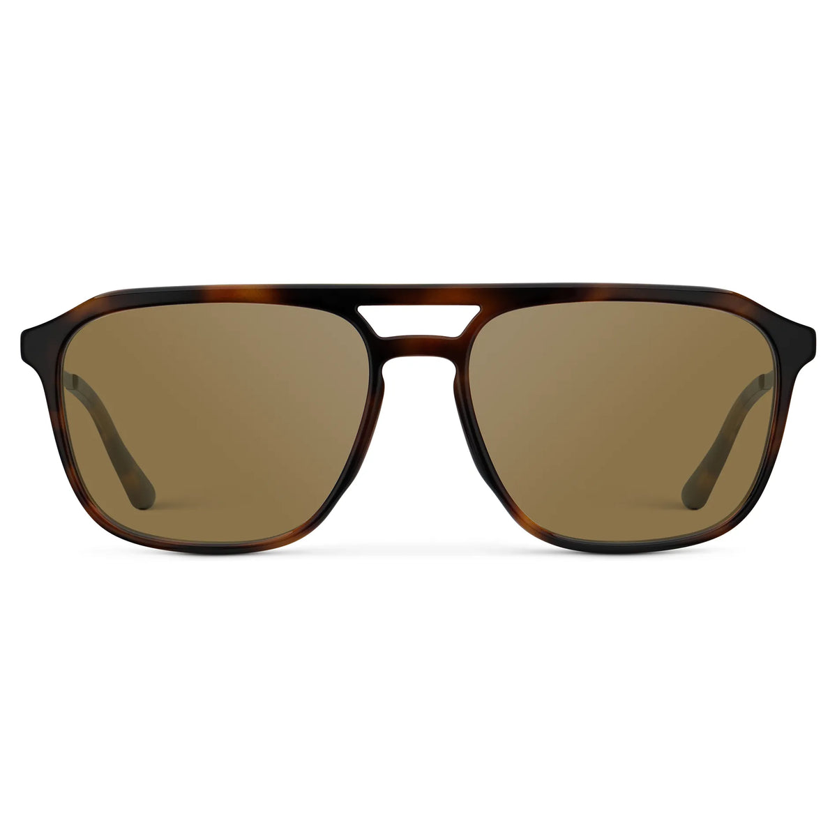 Brown Tortoise / Amber || Men's Double Bridge Aviator Prescription Sunglasses with Brown Tortoise Frame and Brown Lens on a white background