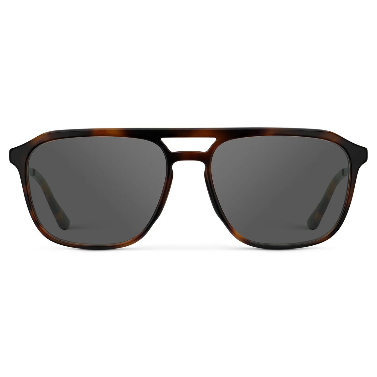 Brown Tortoise / Grey || Men's Double Bridge Aviator Prescription Sunglasses with Brown Tortoise Frame and Grey Lens on a white background