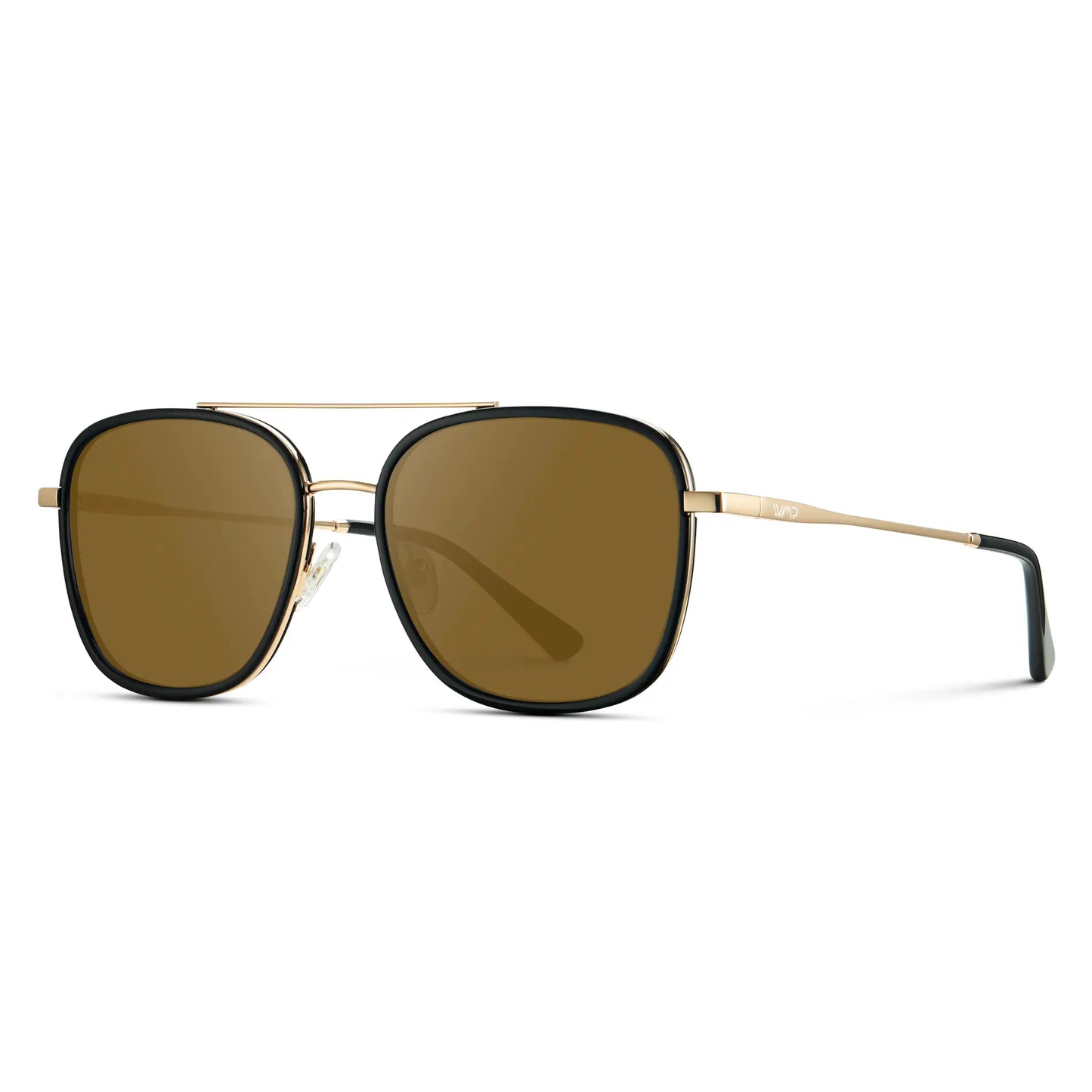 Black / Amber || Women's Oversized Square Aviator Prescription Eyeglasses with Black Acetate and Stainless Steel Frame and Brown Lenses