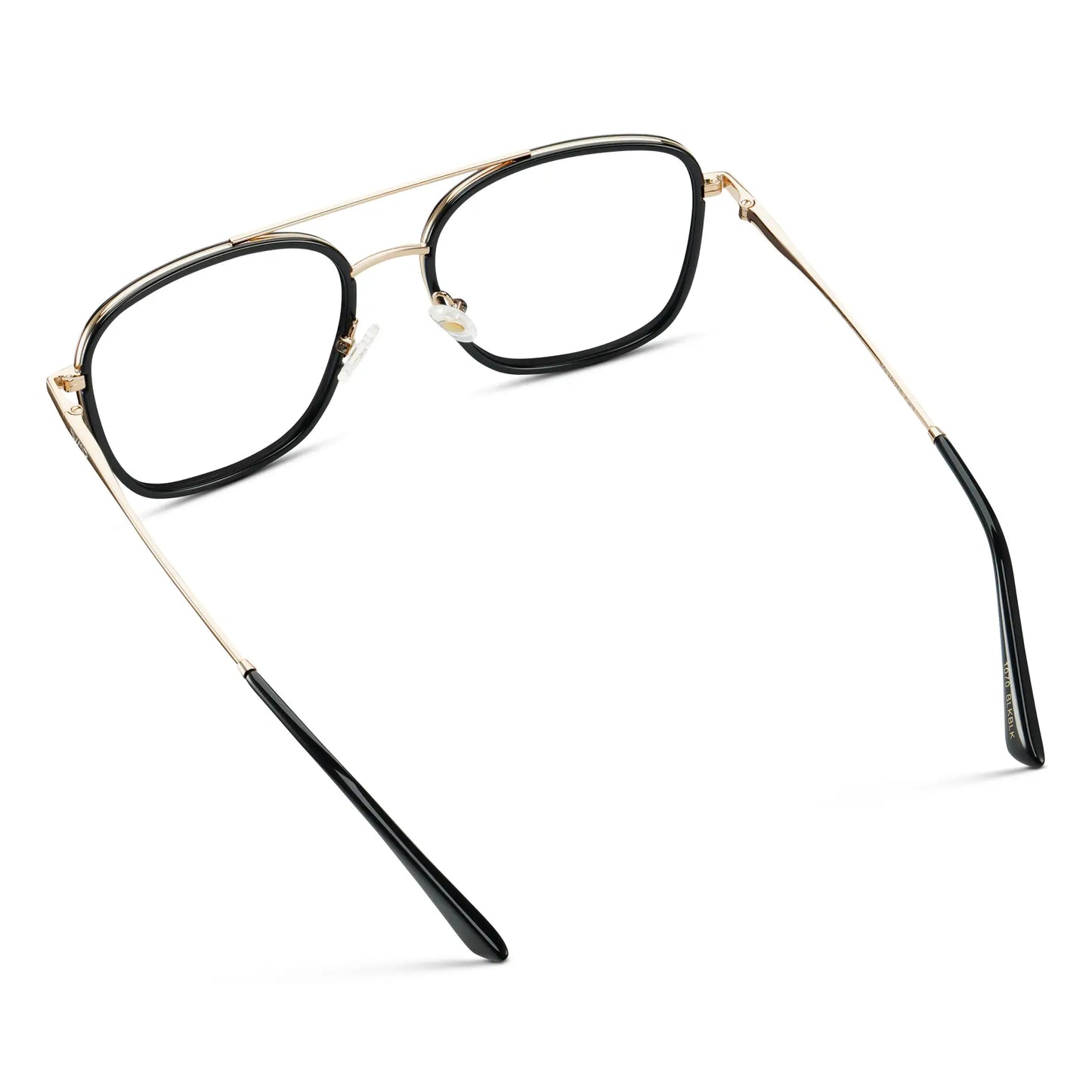 Black || Women's Oversized Square Aviator Prescription Eyeglasses with Black Acetate and Stainless Steel Frame and Clear Lenses