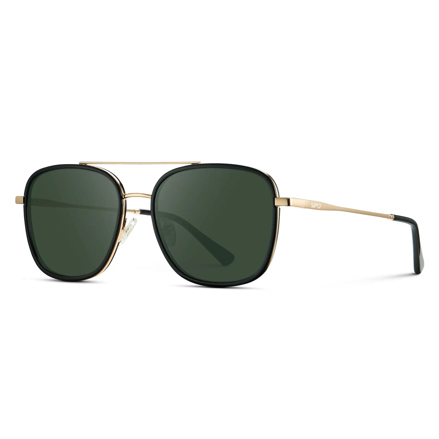 Black / G15 || Women's Oversized Square Aviator Prescription Eyeglasses with Black Acetate and Stainless Steel Frame and Green Lenses