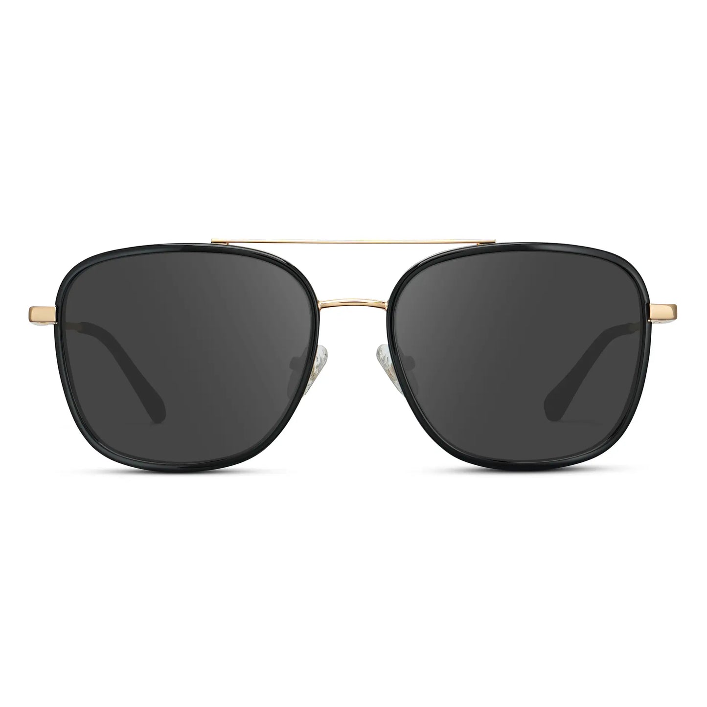 Black / Grey || Women's Oversized Square Aviator Prescription Eyeglasses with Black Acetate and Stainless Steel Frame and Grey Lenses