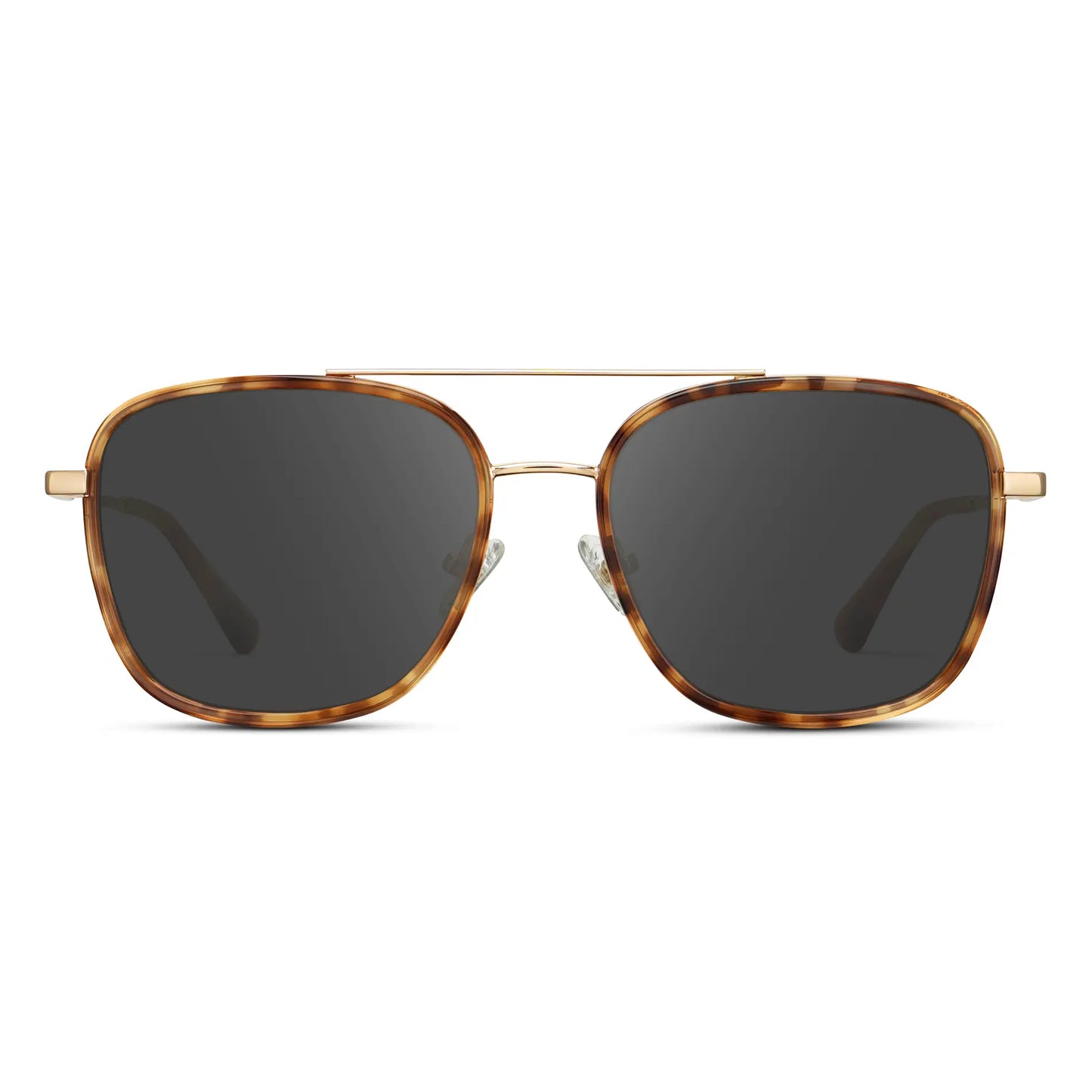 Honeycomb Tortoise / Grey || Women's Oversized Prescription Sunglasses with Honeycomb Tortoise Acetate Frame, Gold Stainless Steel Temples and Grey Prescription Lens