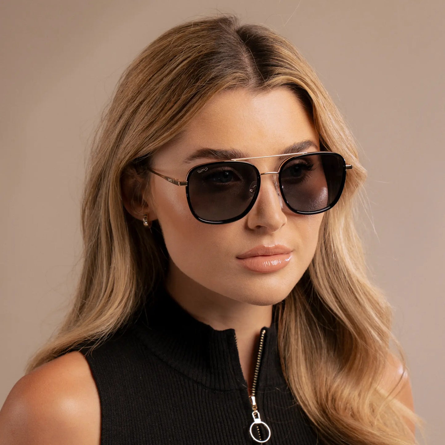 Black / Grey || Women's Oversized Square Aviator Prescription Eyeglasses with Black Acetate and Stainless Steel Frame and Grey Lenses