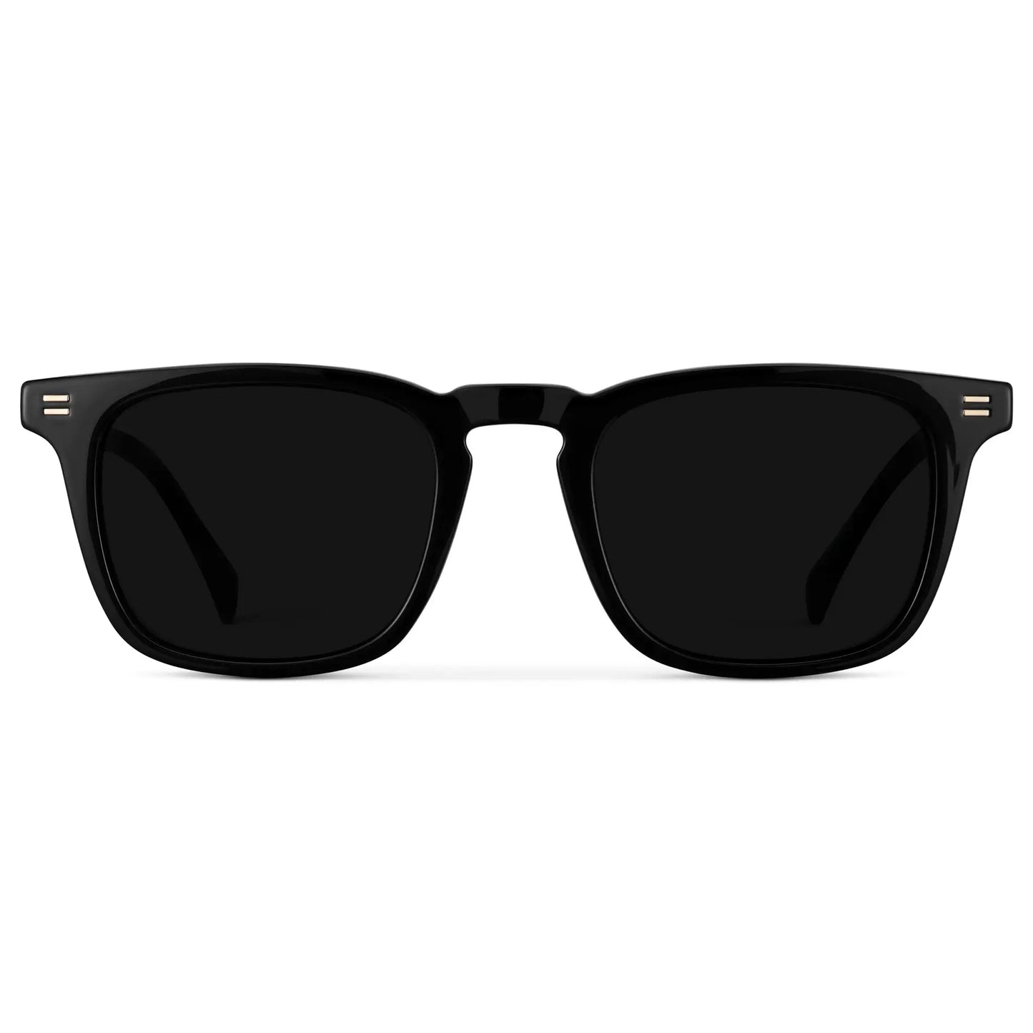 Black / Triple Black Lens || Men's Rectangular Polarized Sunglasses with Black Frame and Black Lenses on a white background