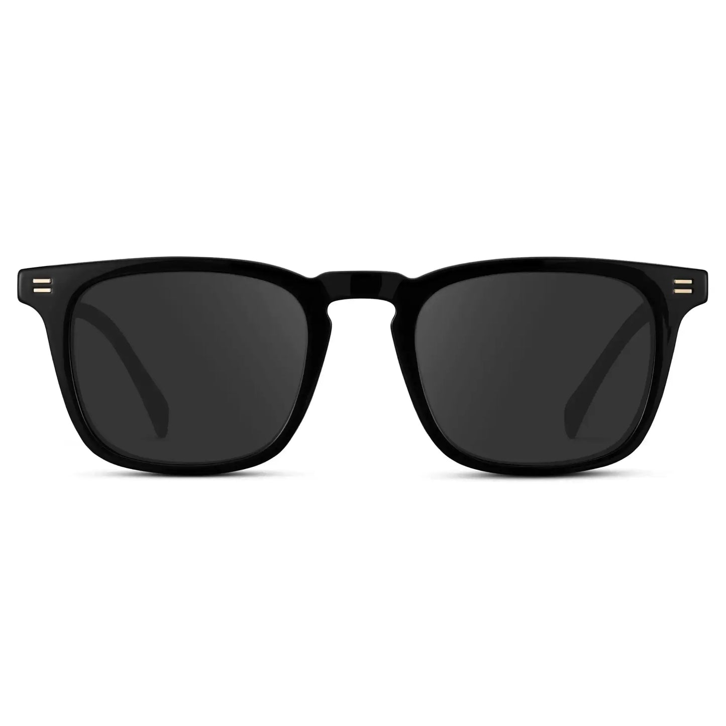 Black / Grey || Men's Rectangular Prescription Sunglasses with Black Frame and Grey Lenses on a white background