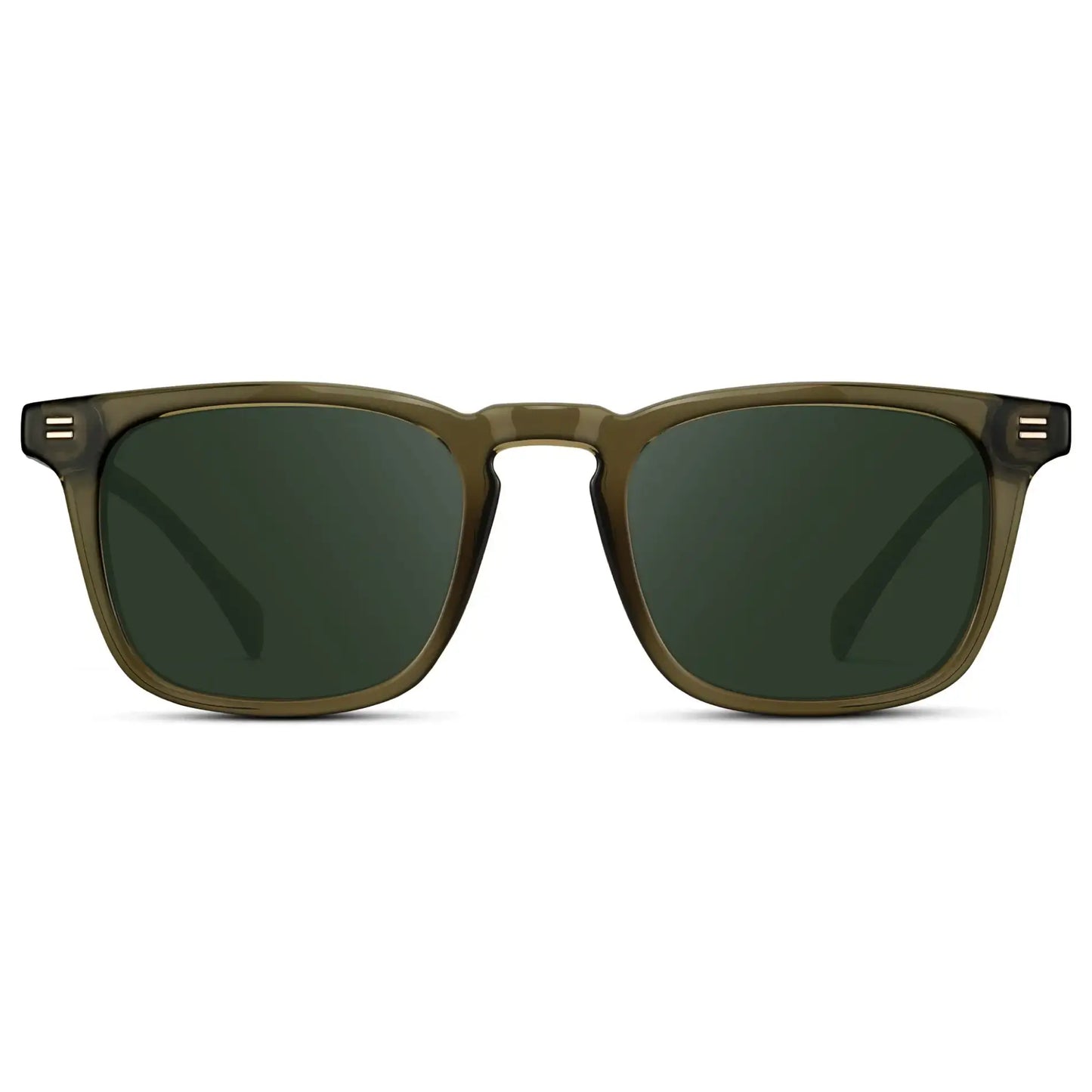 Khaki Green / G15 || Men's Rectangular Prescription Sunglasses with Khaki Green Frame and Green Lenses on a white background