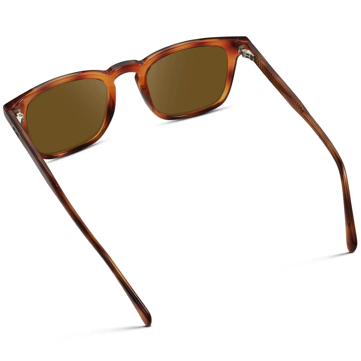 Honey Tortoise / Amber || Back view of Men's Rectangular Prescription Sunglasses with Honey Tortoise Frame and Amber Lenses on a white background