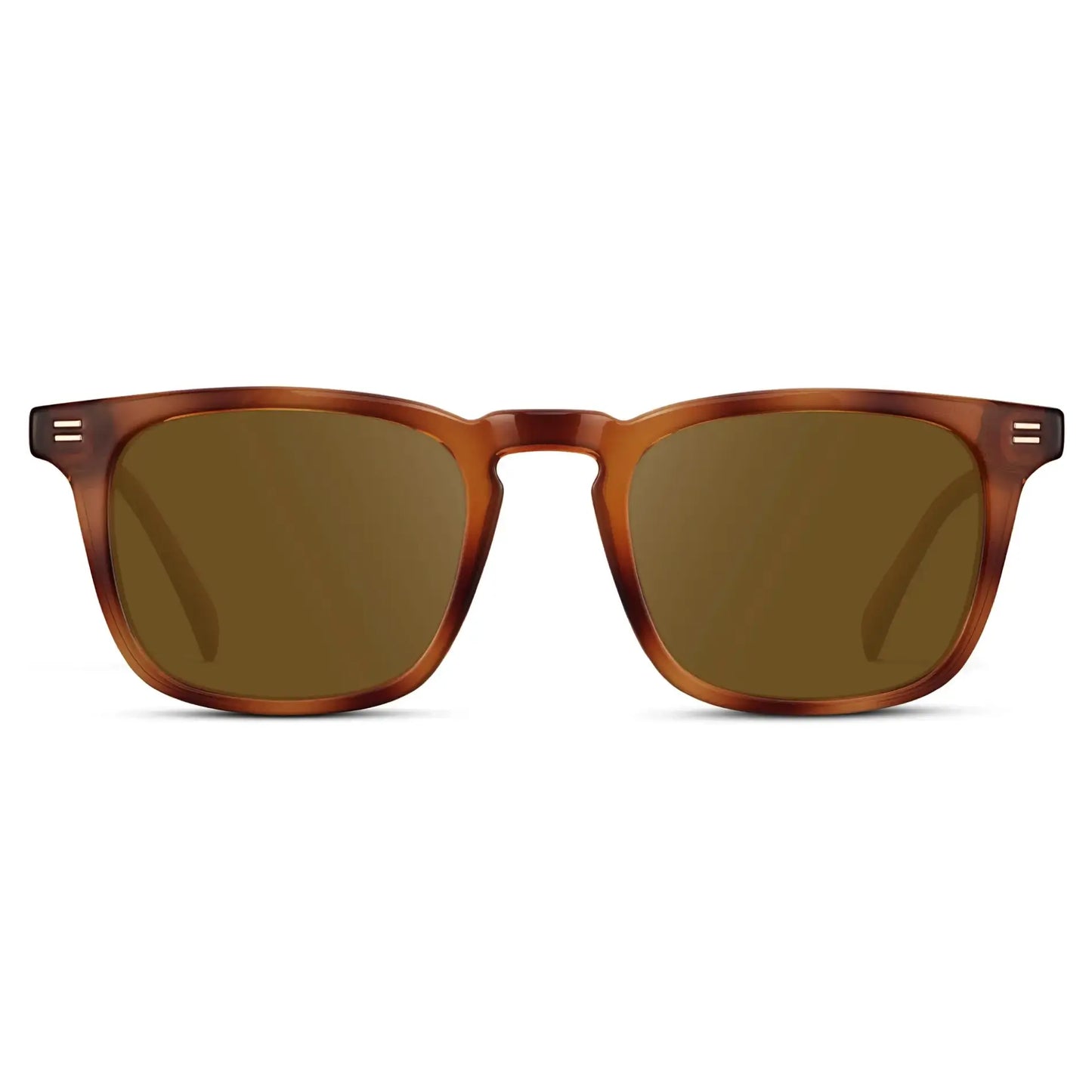 Honey Tortoise / Amber || Men's Rectangular Prescription Sunglasses with Honey Tortoise Frame and Amber Lenses on a white background
