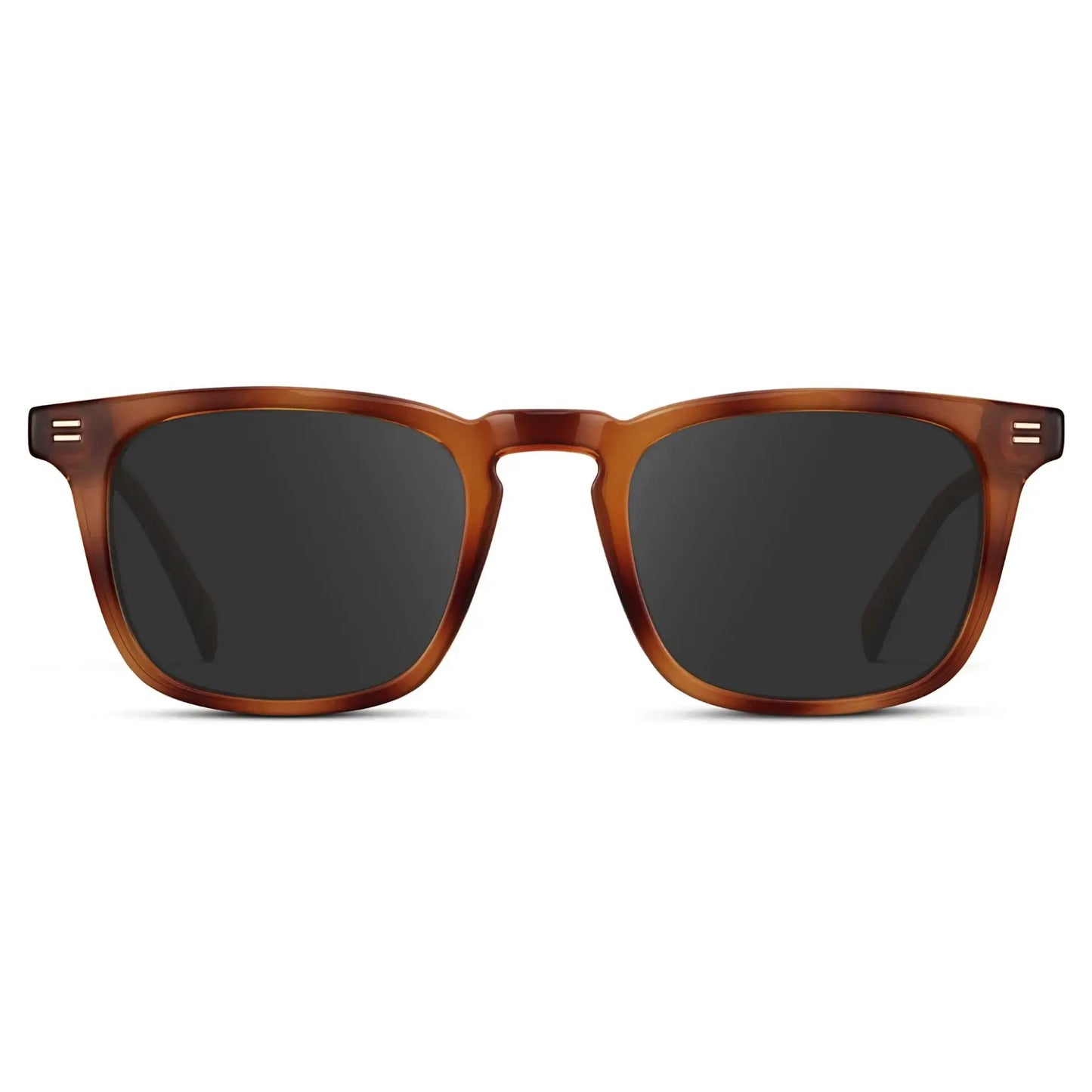 Honey Tortoise / Grey || Men's Rectangular Prescription Sunglasses with Honey Tortoise Frame and Grey Lenses on a white background