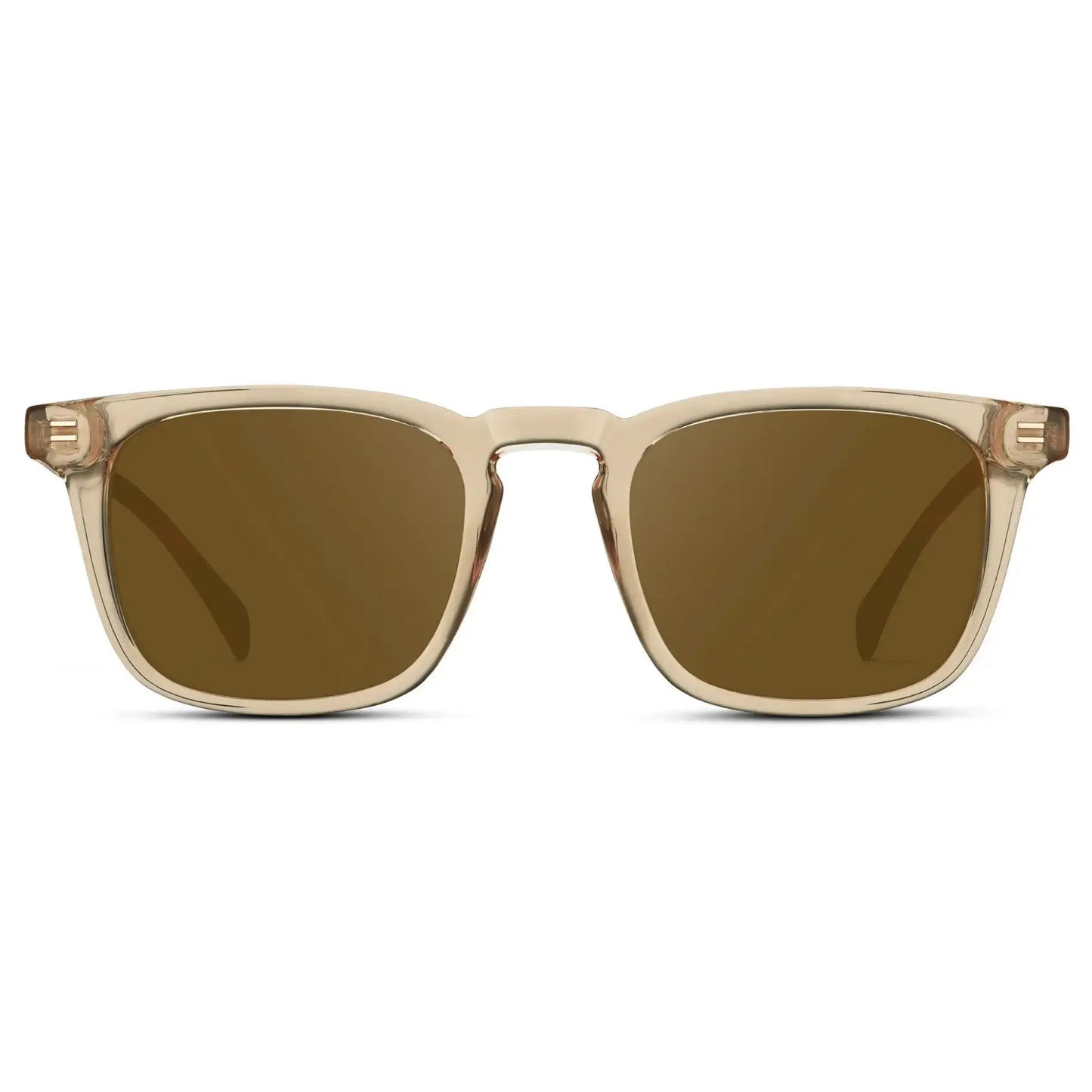 Sand Brown / Amber || Men's Rectangular Prescription Sunglasses with Sand Brown Frame and Amber Lenses on a white background