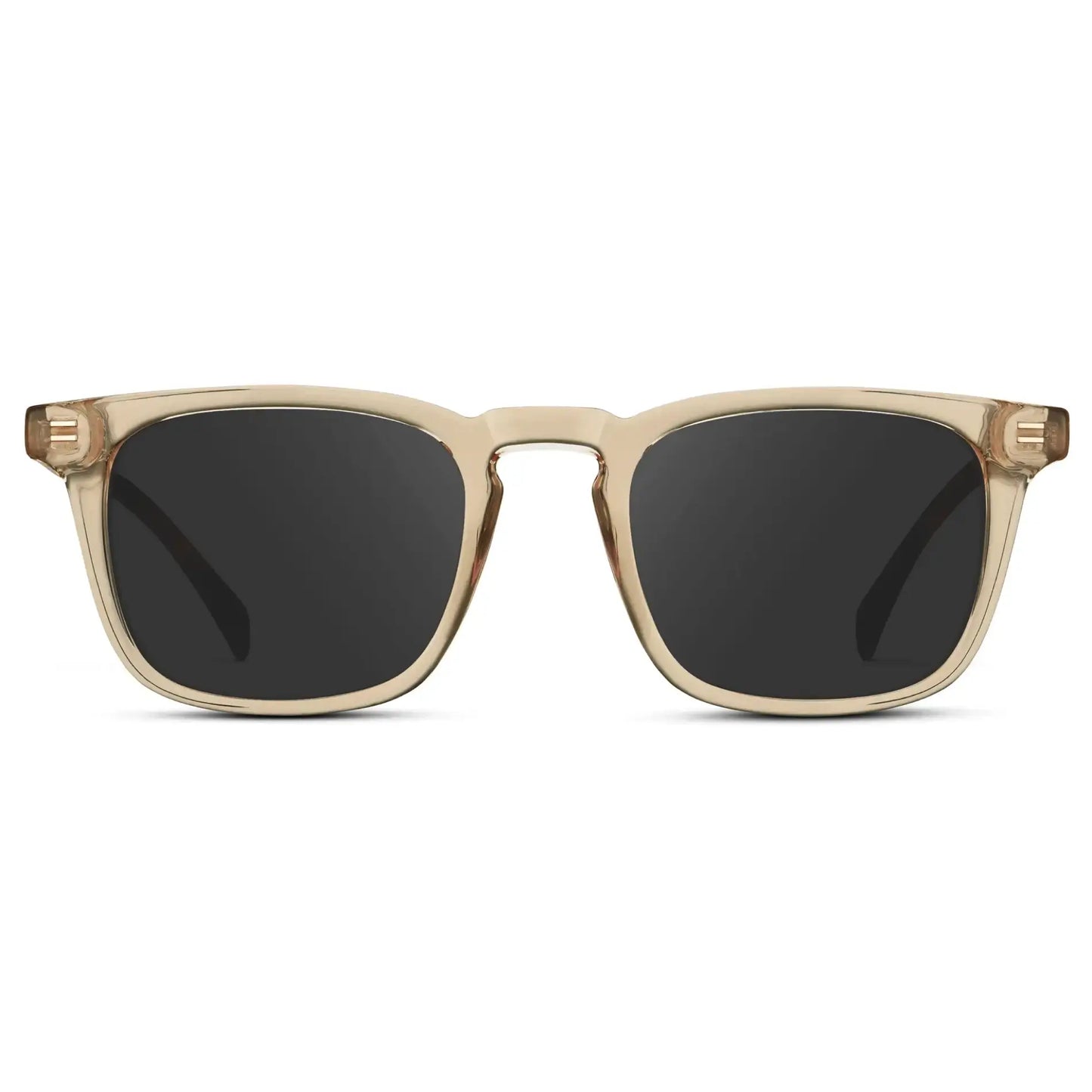 Sand Brown / Grey || Men's Rectangular Prescription Sunglasses with Sand Brown Frame and Grey Lenses on a white background