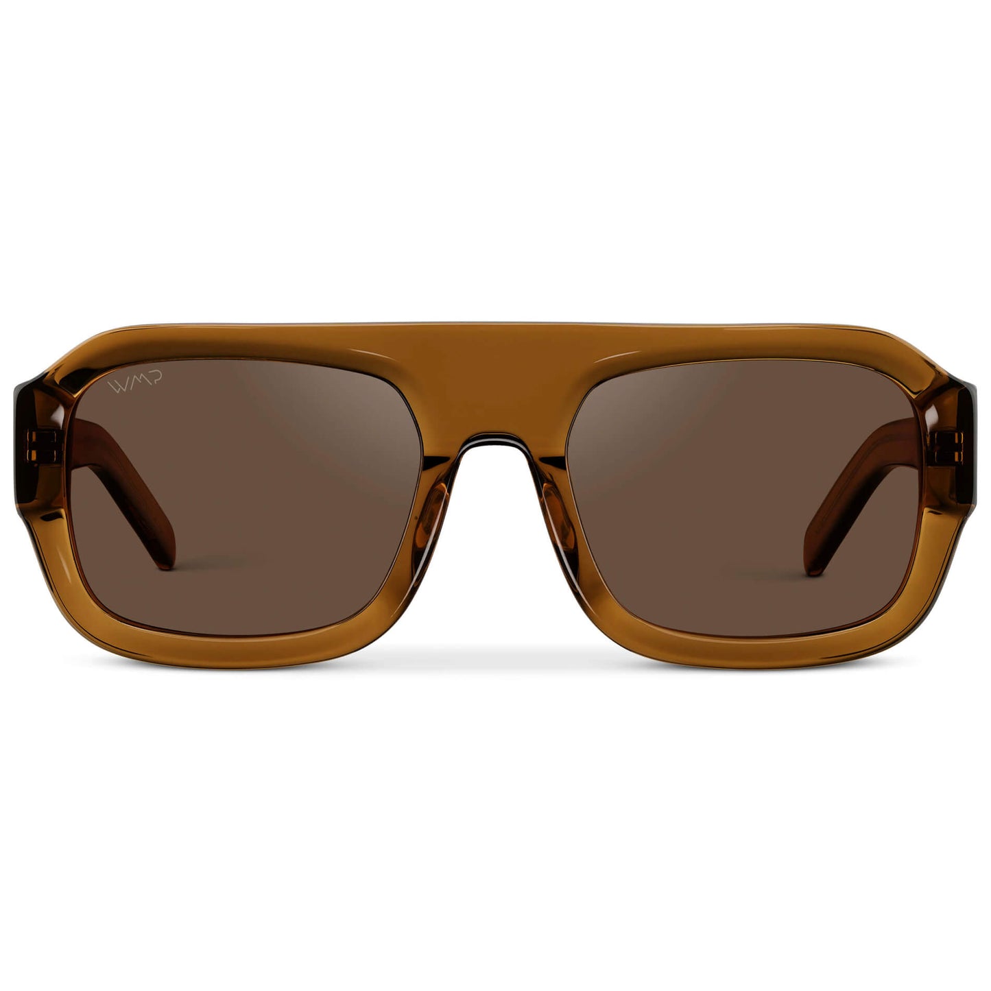 Caramel Brown / Brown Lens || Women's Chunky Rectangular Sunglasses with Caramel Brown Acetate Frame and Brown Polarized Lens
