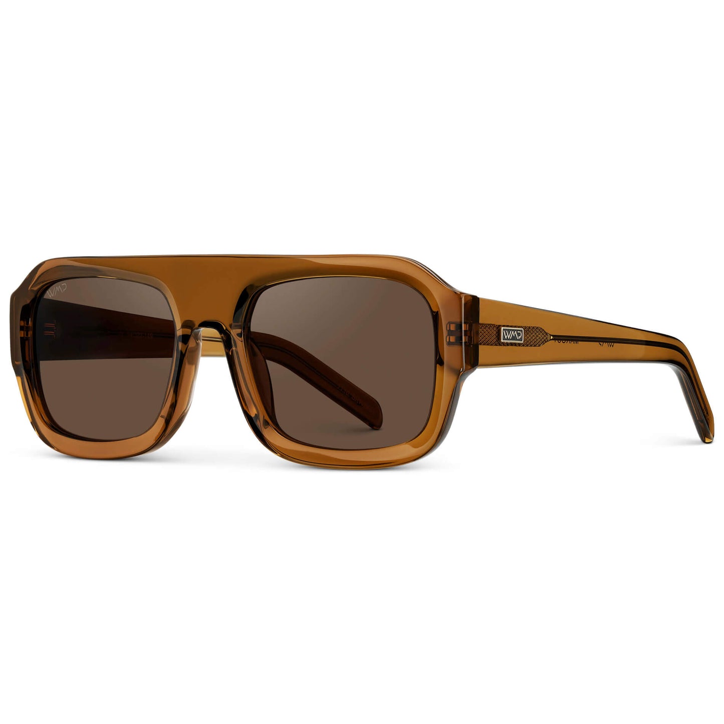 Caramel Brown / Brown Lens || Women's Chunky Rectangular Sunglasses with Caramel Brown Acetate Frame and Brown Polarized Lens