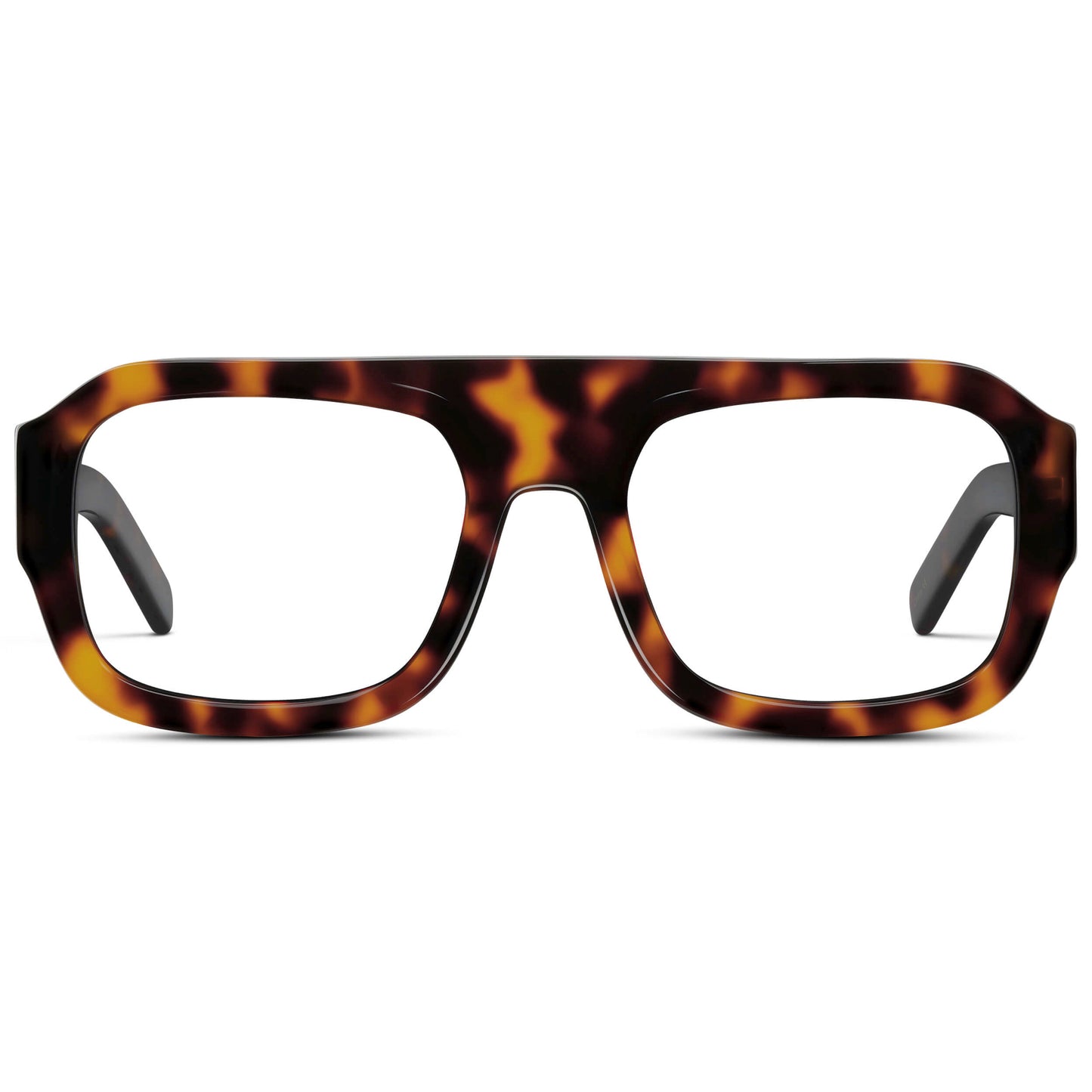 Brown Tortoise || Women's Chunky Rectangular Eyeglasses with Brown Tortoise Acetate Frame and Clear Prescription Lens