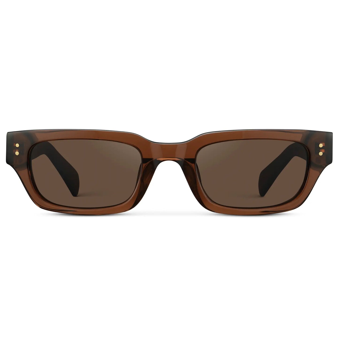 Cocoa Brown / Brown Lens || Women's Rectangular Polarized Sunglasses with Cocoa Brown Frame and Brown Lenses on a white background