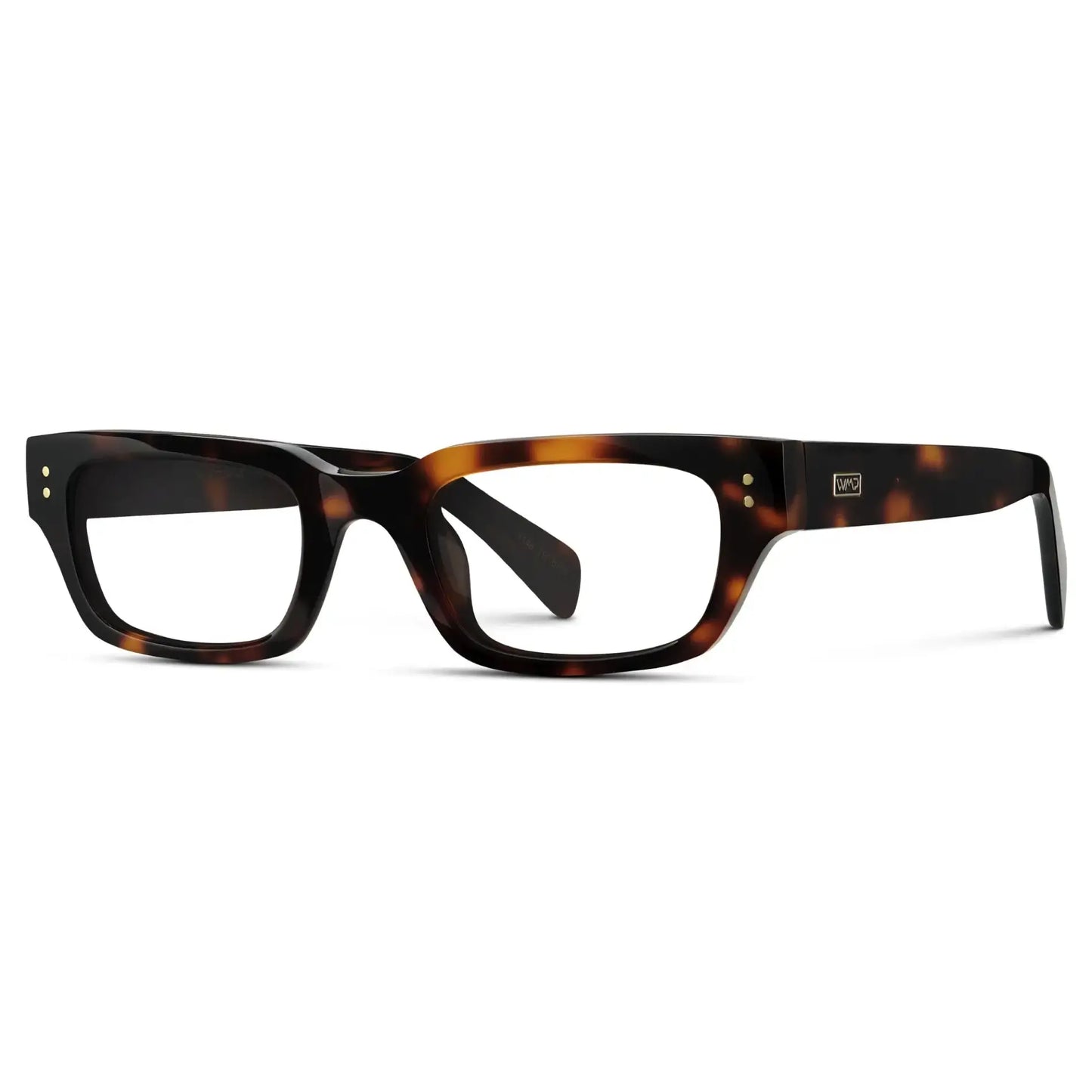 Brown Tortoise || Side view of Women's Rectangular Prescription Eyeglasses with Brown Tortoise Frame and Clear Lenses on a white background