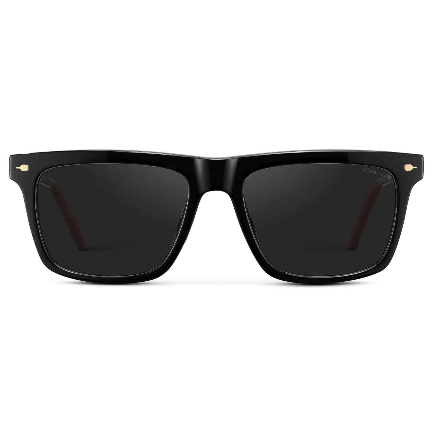 Black / Black Lens || Men's Classic Rectangular Sunglasses with Black Frame and Black Lens on a white background