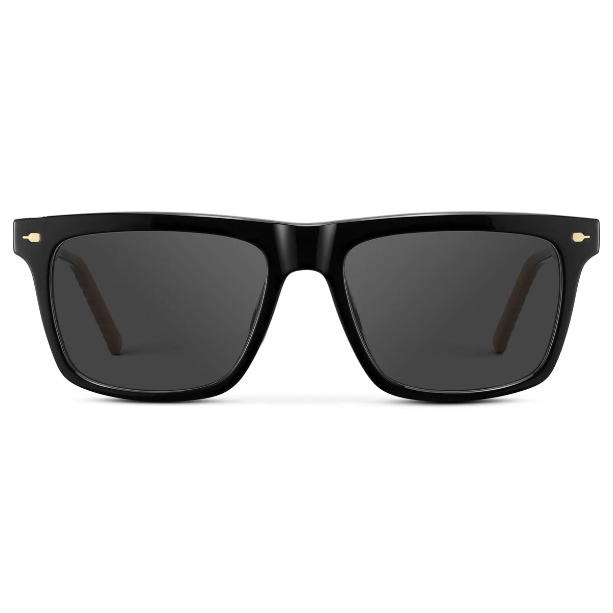Black / Grey || Men's Classic Rectangular Prescription Sunglasses with Black Frame and Grey Lens on a white background
