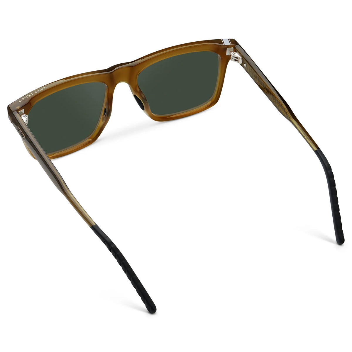 Dune Brown / G15 || Back view of Men's Classic Rectangular Prescription Sunglasses with Dune Brown Frame and Green Lens on a white background