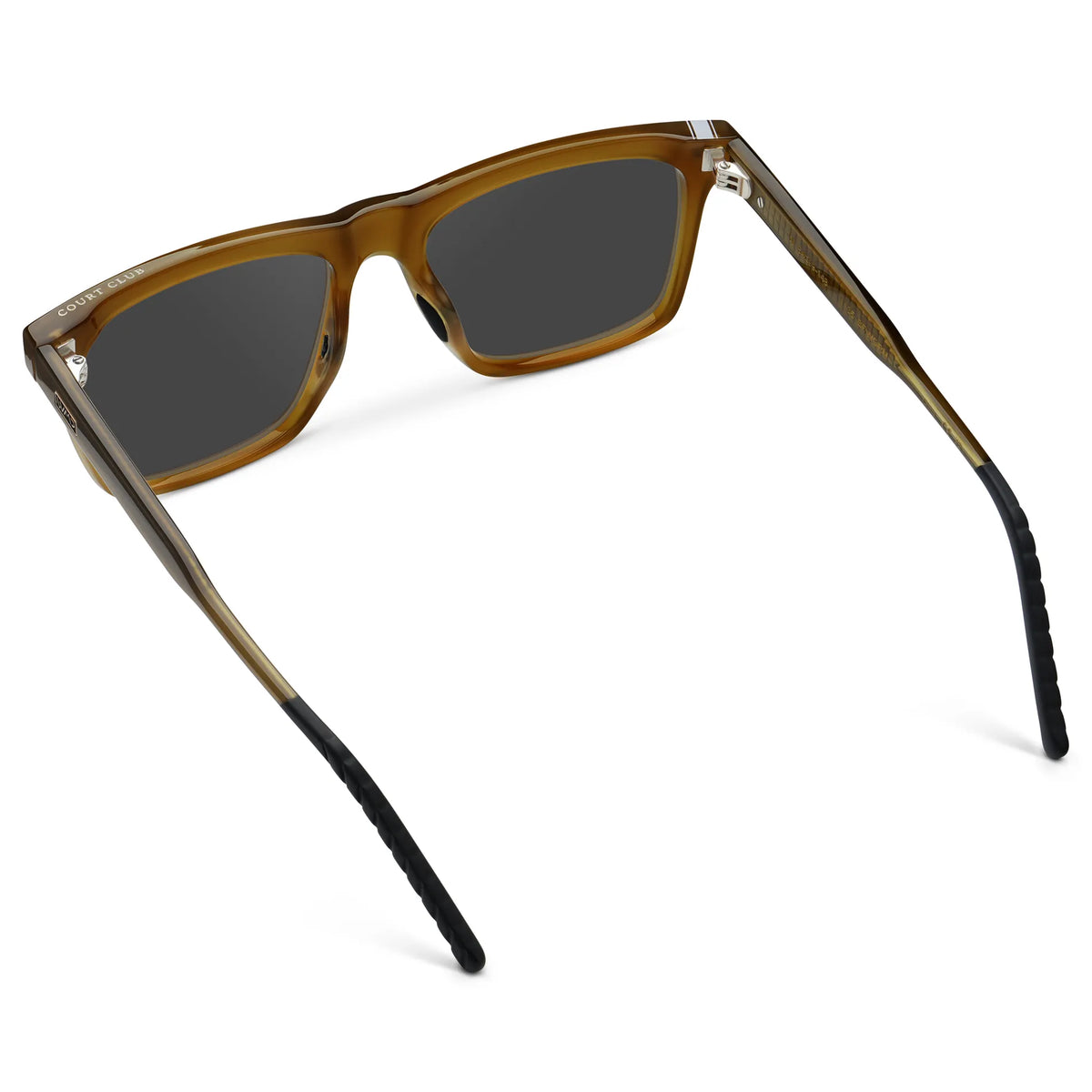 Dune Brown / Grey || Back view of Men's Classic Rectangular Prescription Sunglasses with Dune Brown Frame and Grey Lens on a white background