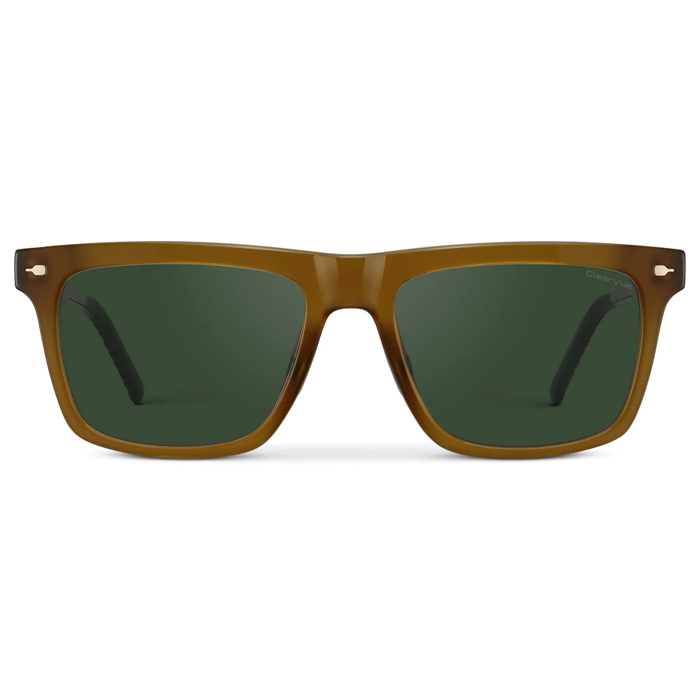 Dune Brown / Smoke Green Lens || Men's Classic Rectangular Sunglasses with Dune Brown Frame and Smoke Green Lens on a white background